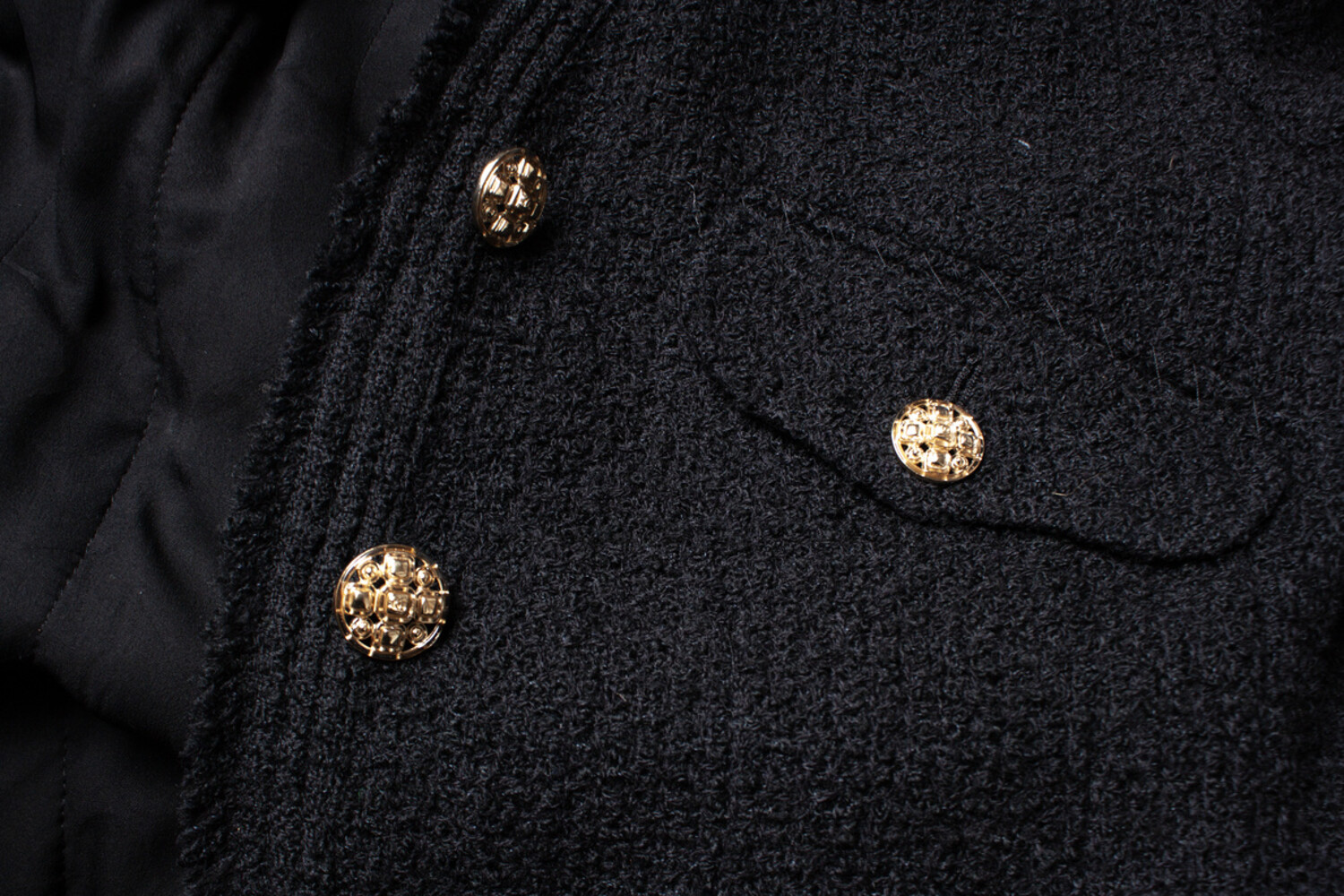 Chanel, 4 pocket black tweed jacket - Unique Designer Pieces Chanel, 4 pocket black tweed jacket - Unique Designer Pieces