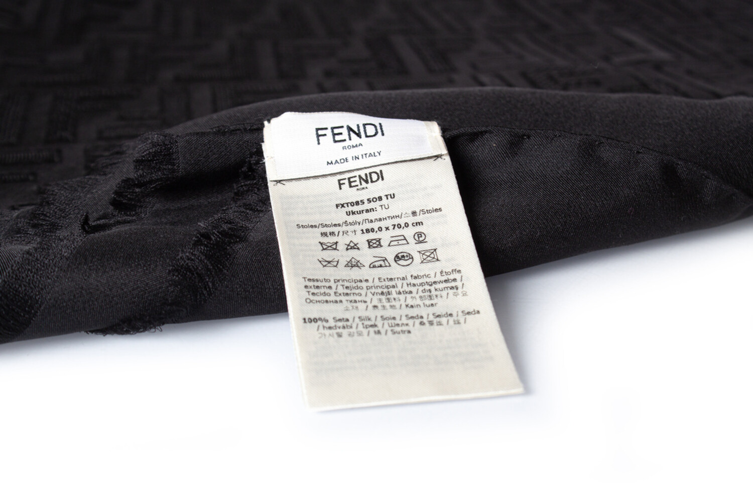 Tag Fendi Logo Fabric Fendi, Black FF Monogram Scarf Unique