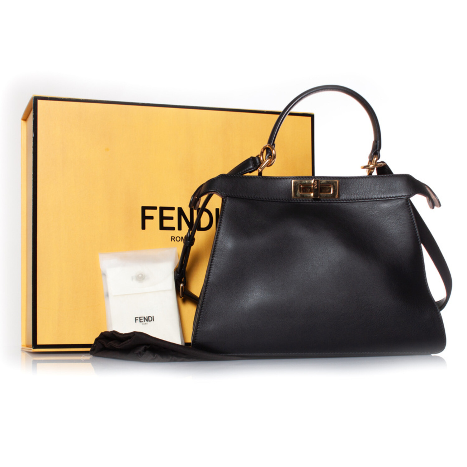 Fendi, Medium peekaboo leather handbag - Unique Designer Pieces