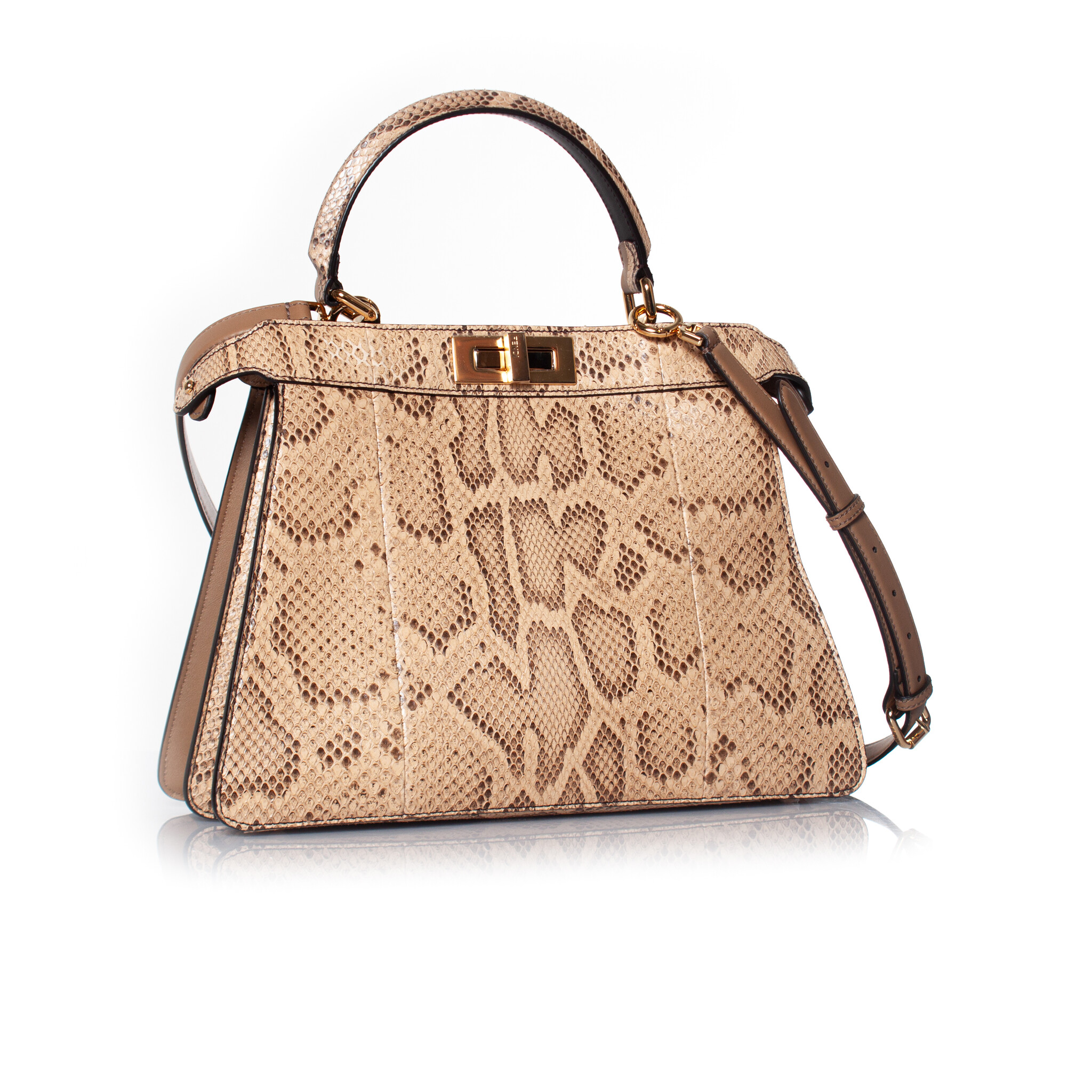 Fendi Peekaboo medium leather python bag Unique Designer Pieces