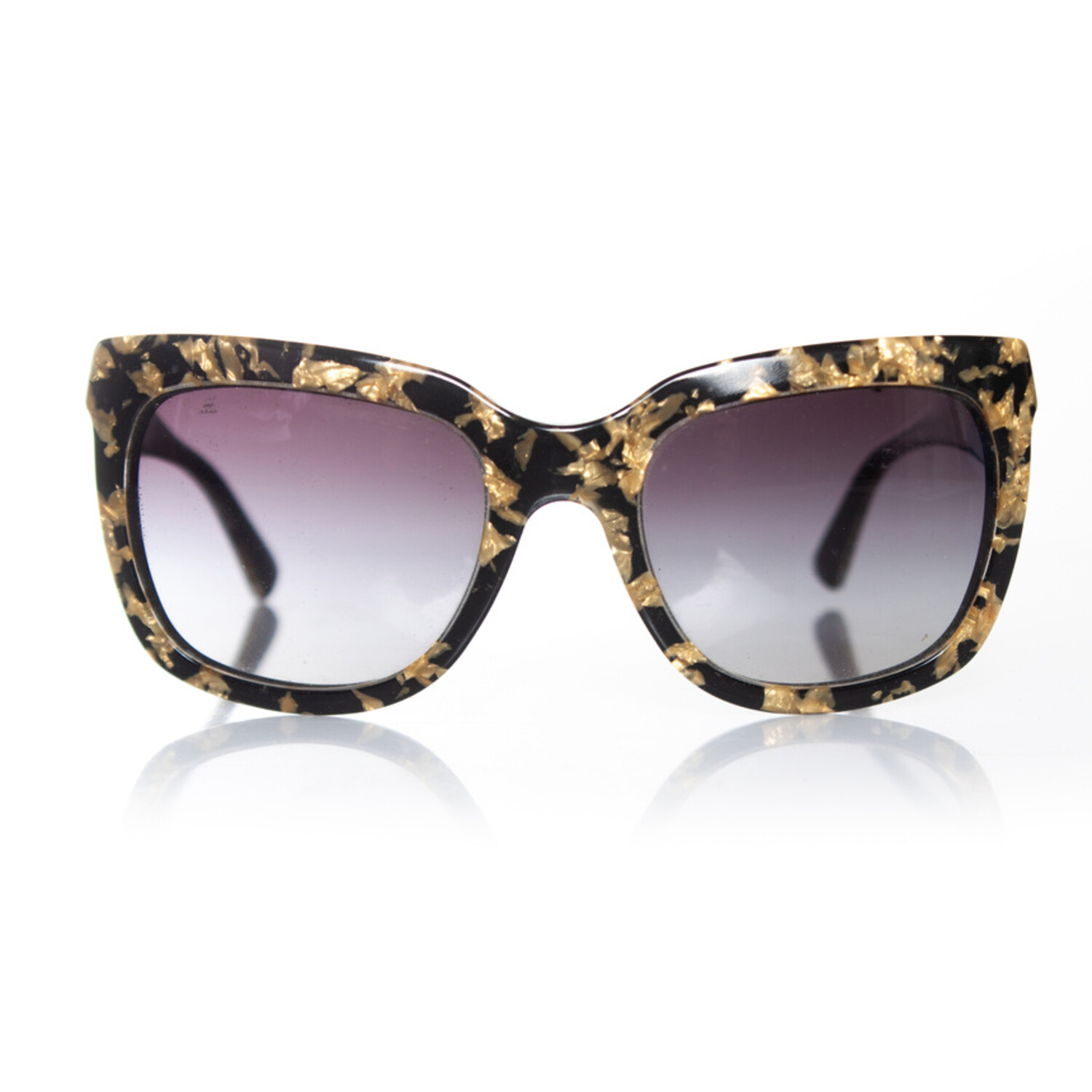 Dolce & Gabbana, Zwarte en blad gouden zonnebril - Unique Designer