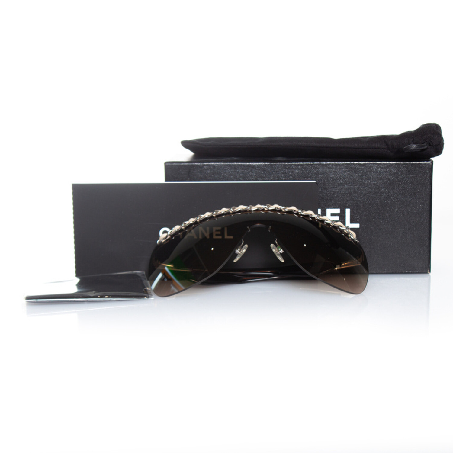 Chanel, rimless shield chain sunglasses - Unique Designer Pieces