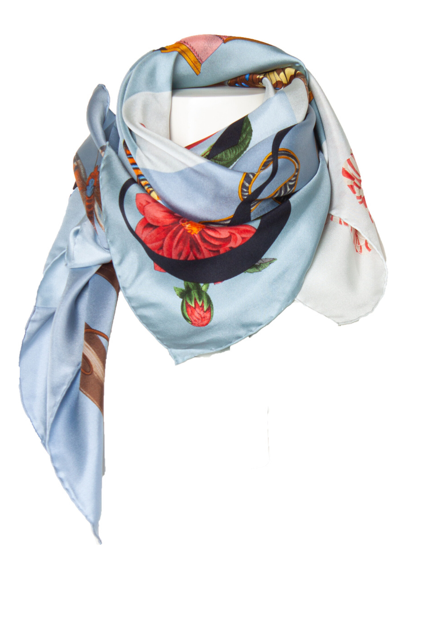 Gucci, Logo and iconic item printed silk scarf Unique Designer