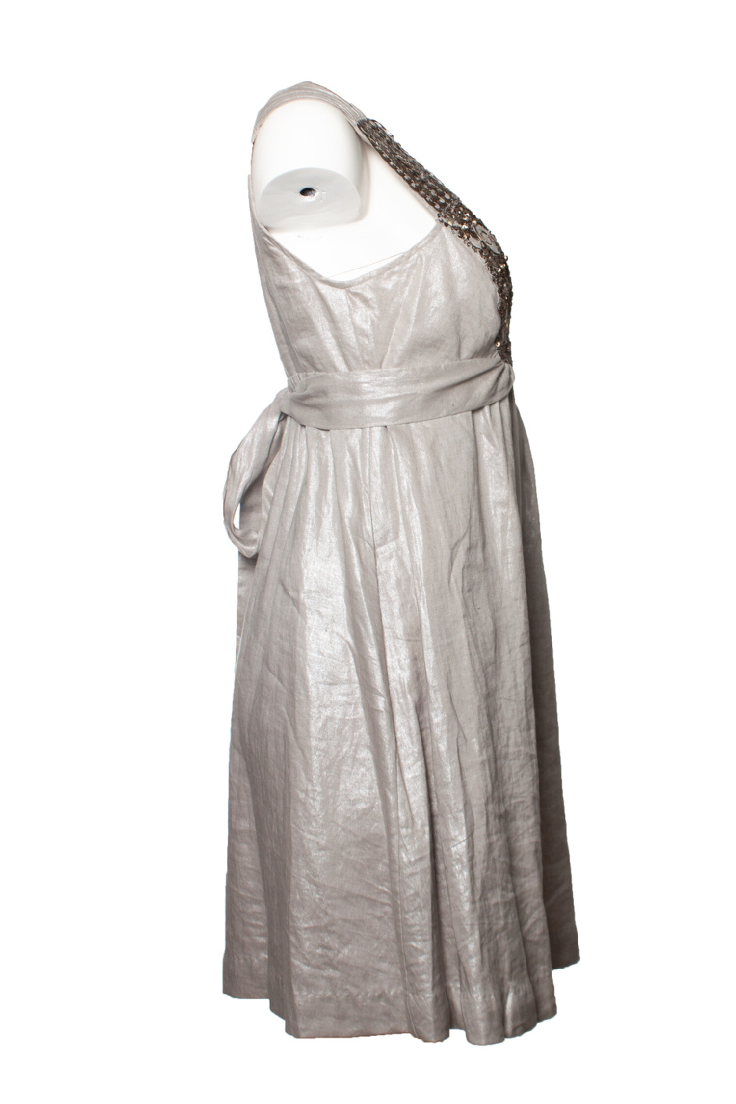 beige casual dress METALLIC BEADED MAXI GOWN – Presence Boutique main image 1