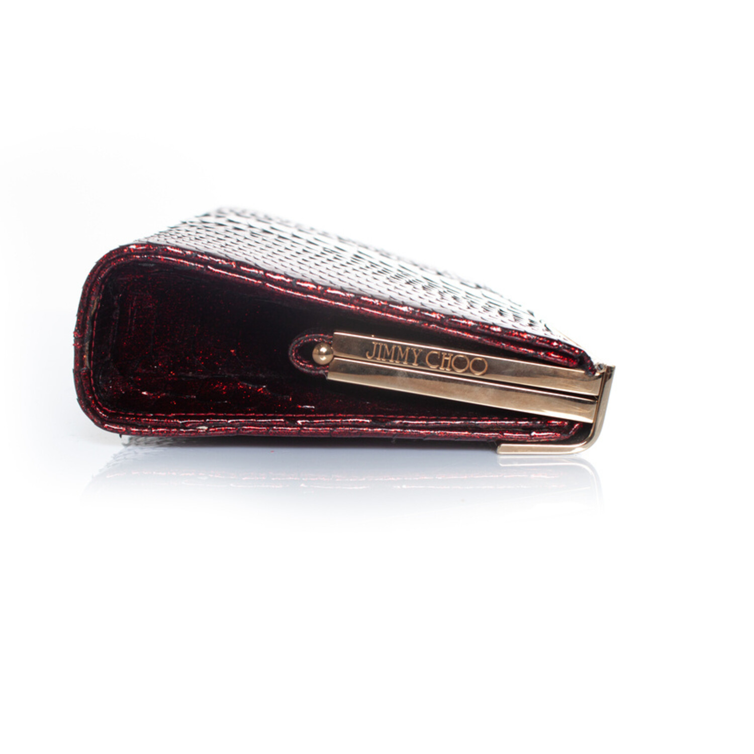 Jimmy Choo, python leather clutch in metallic red - Unique 