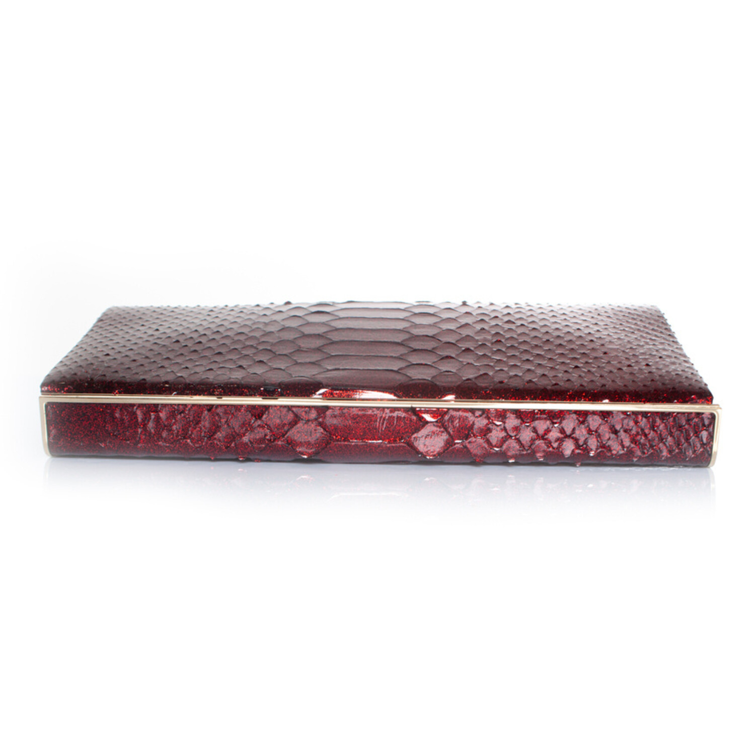 Jimmy Choo, python leather clutch in metallic red - Unique 