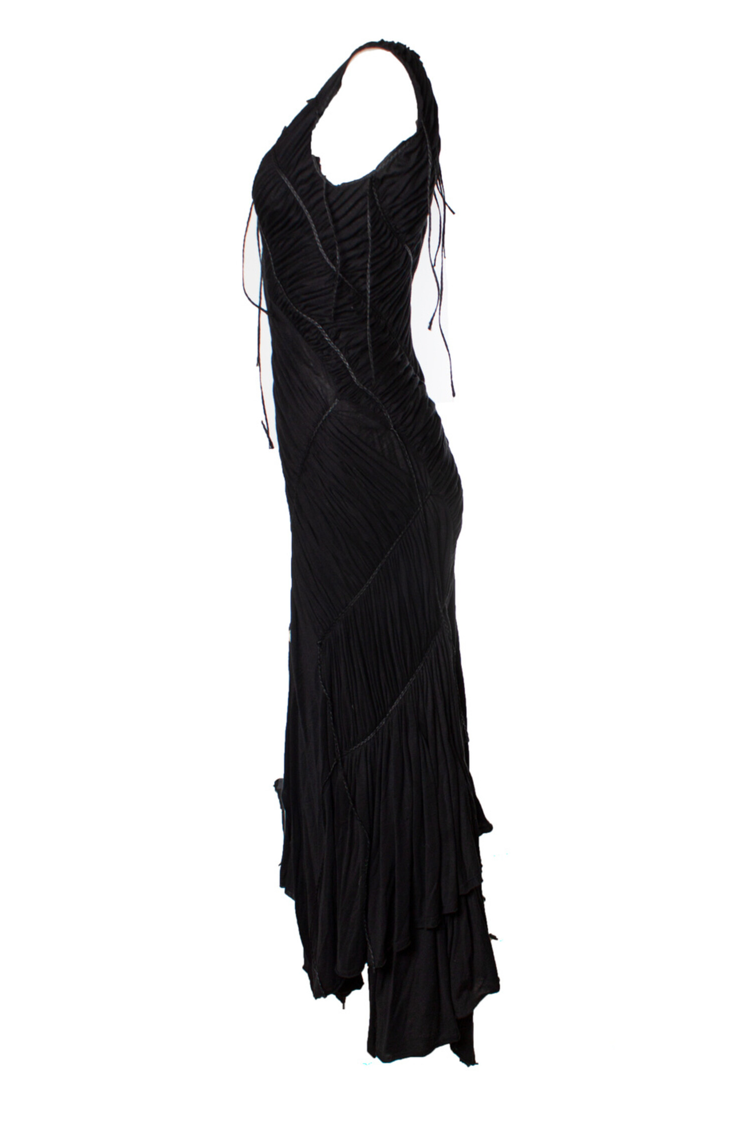 Issey Miyake, Black ruched dress - Unique Designer Pieces