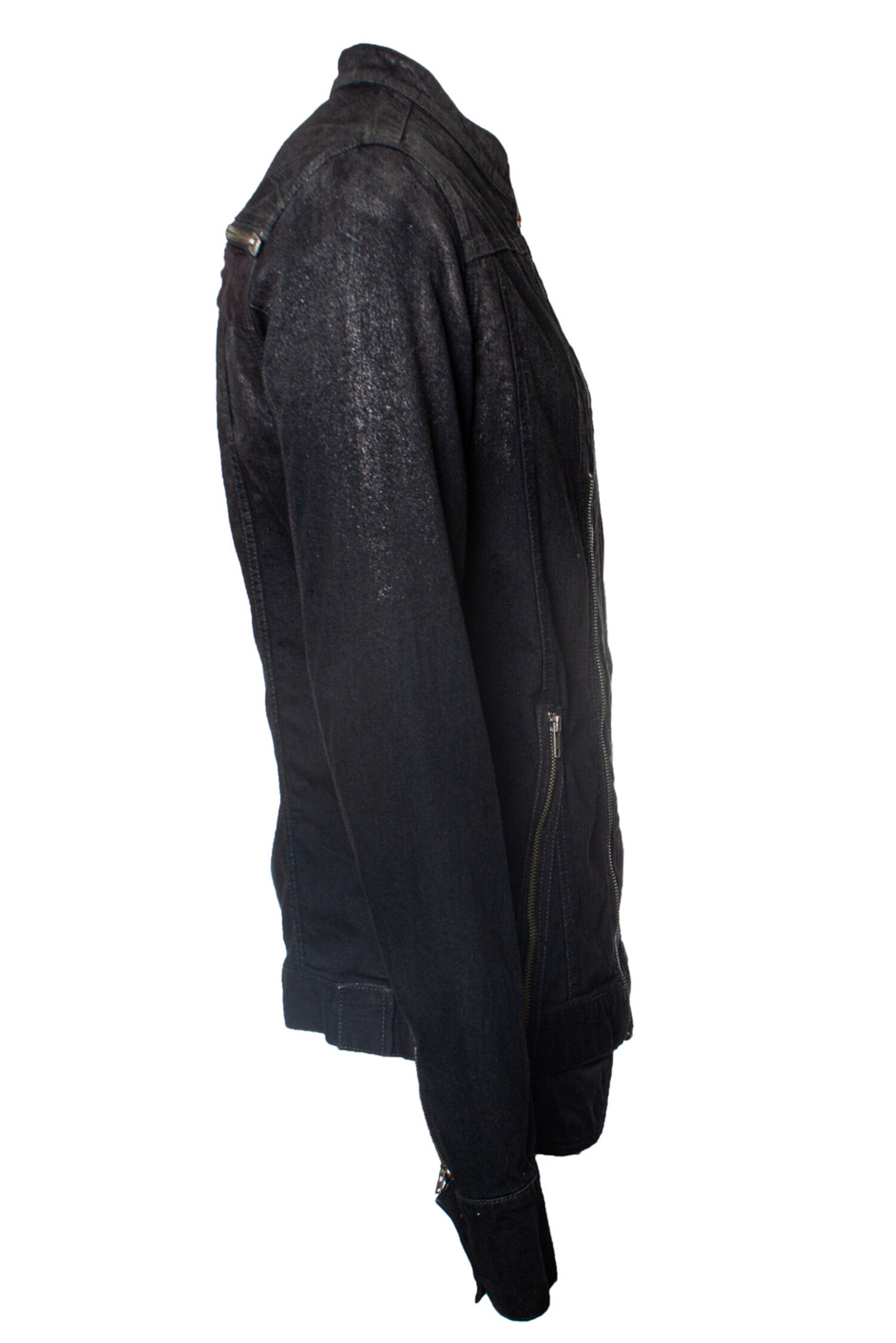 L.G.B., Waxed zipper jacket in black - Unique Designer Pieces L.G.B., Waxed zipper jacket in black - Unique Designer Pieces
