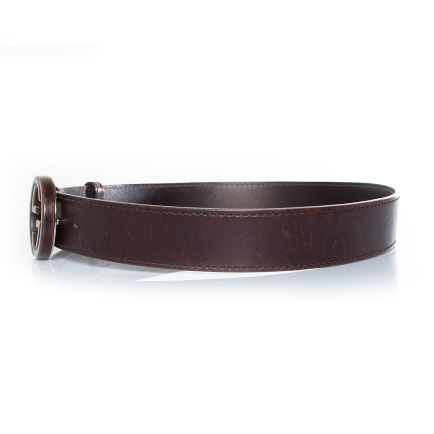 Gucci, brown leather G buckle belt - Unique Designer Pieces