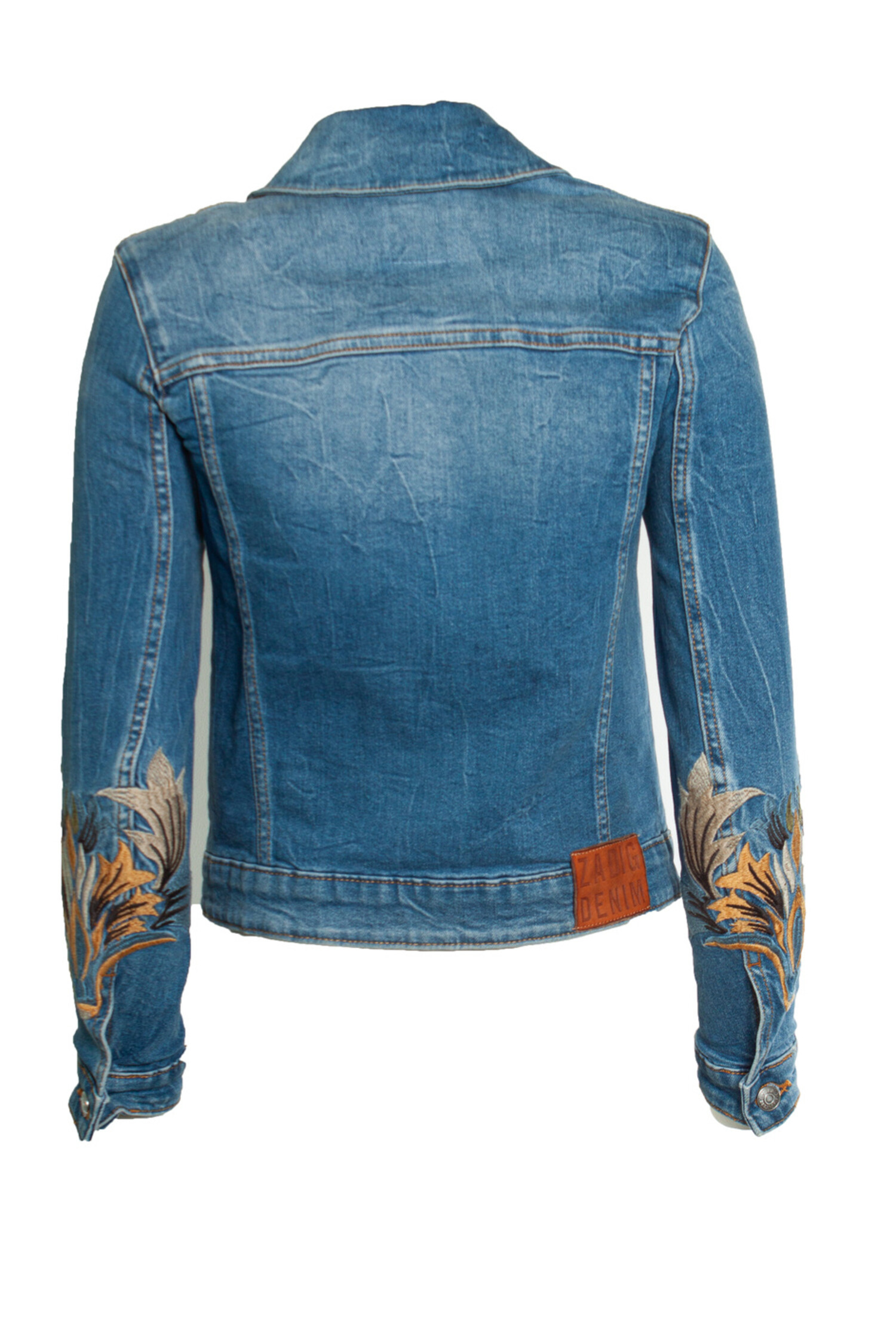 ZADIG & VOLTAIRE デニムジャケット 刺繍入り Zadig & Voltaire Kiome Shearling-collar Floral-embroidered