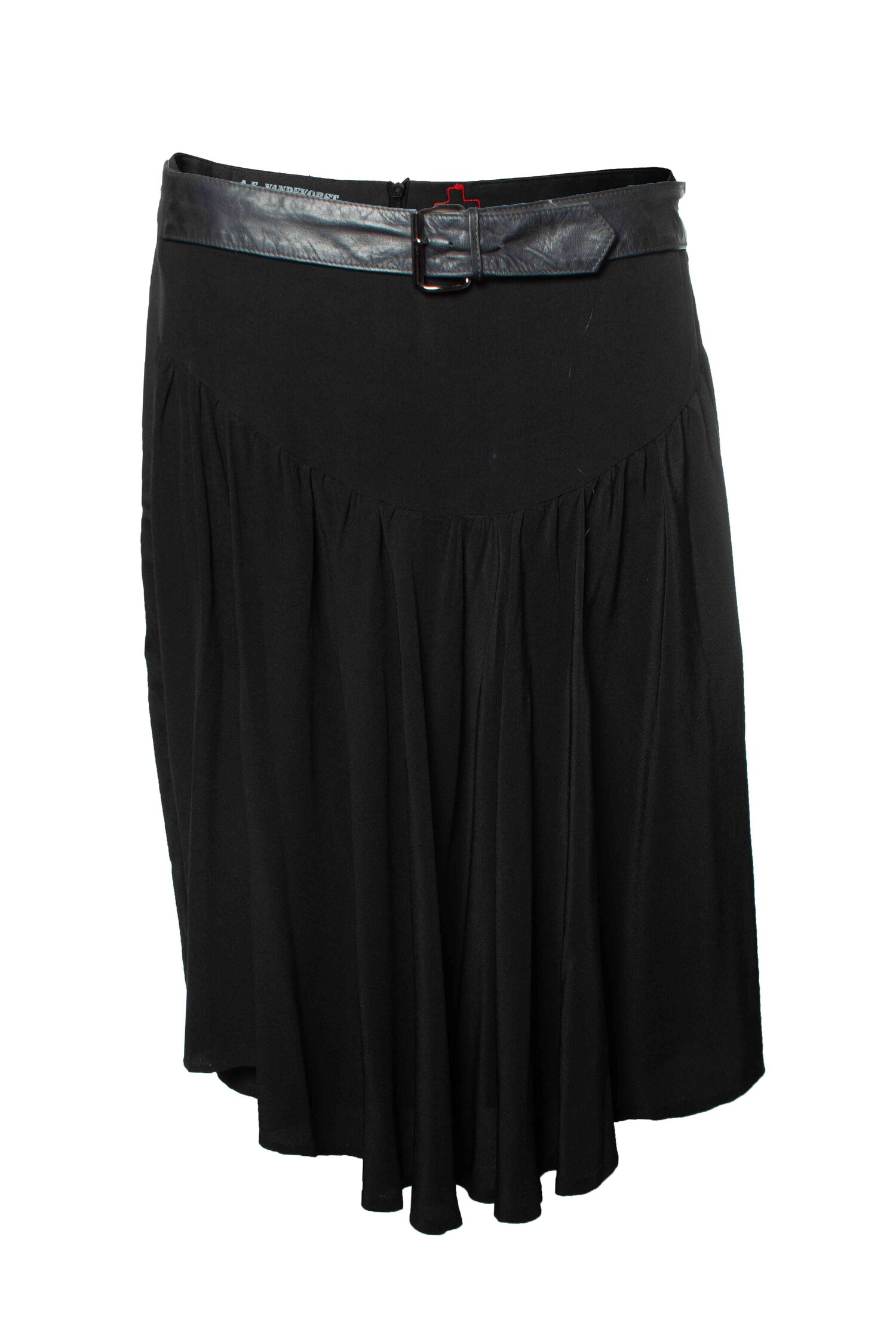 A.F. vandevorst, skirt with leather belt in black - Unique