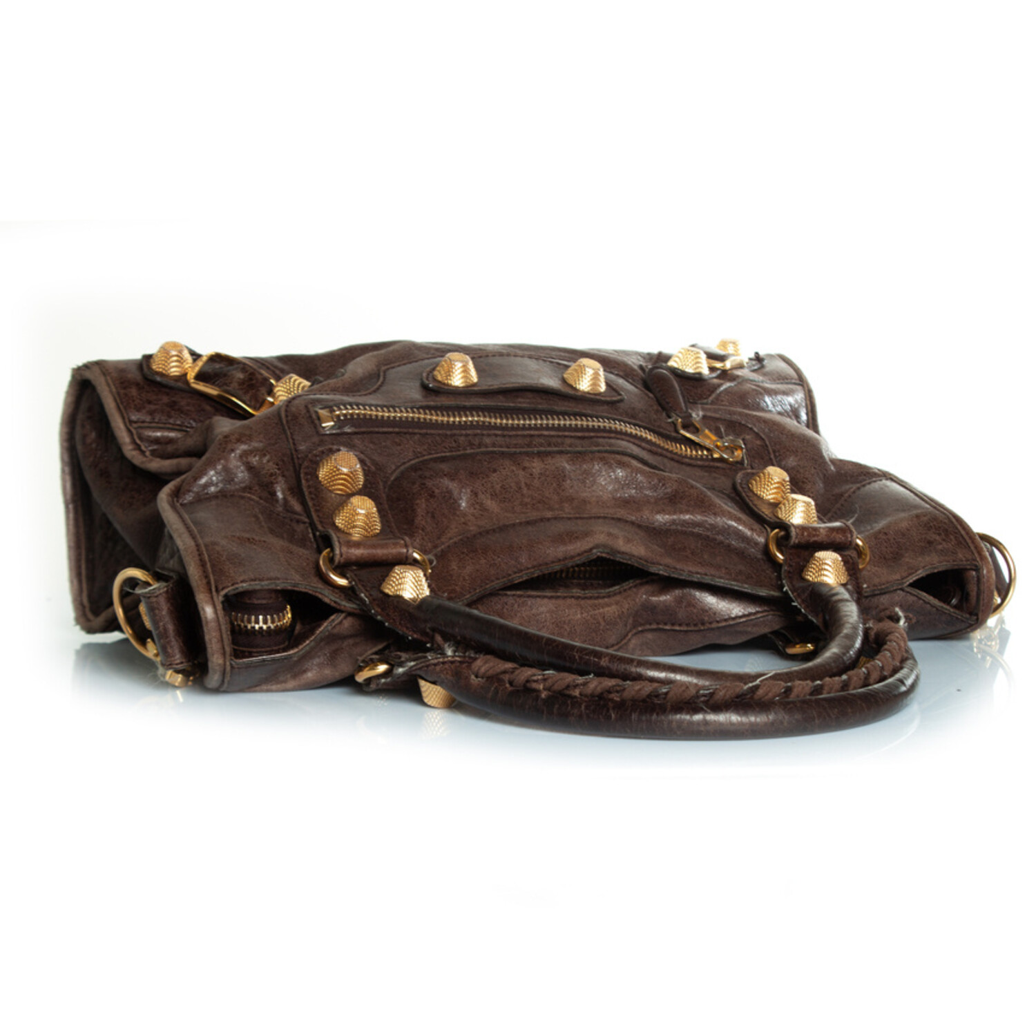 BALENCIAGA city風 studs leather bag BALENCIAGA CITY BAG BLACK LEATHER & GOLD STUDS / BUCKLES
