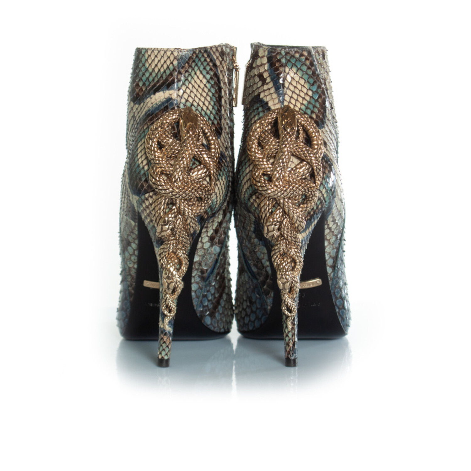 Roberto Cavalli, Python leather platform boots - Unique Designer