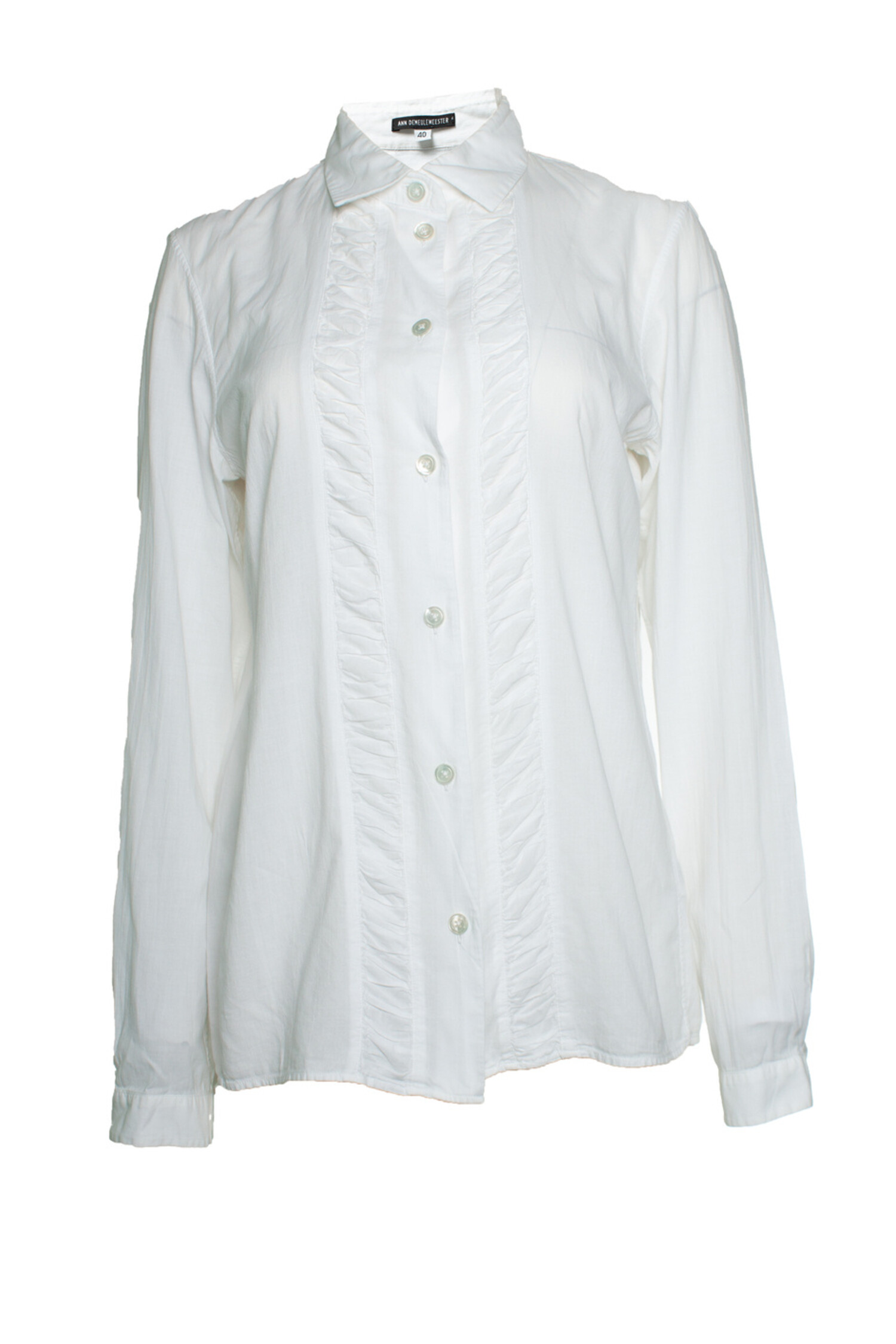 Ann Demeulemeester, White shirt with ruches - Unique Designer Pieces