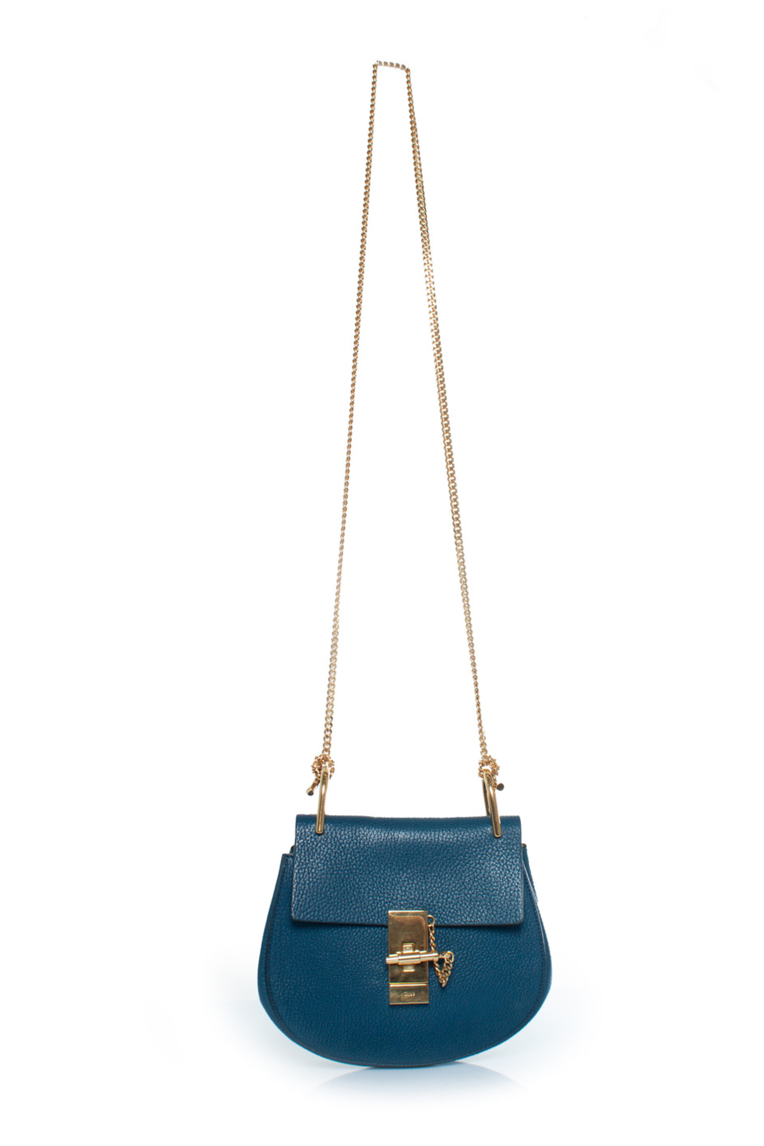 Chloe, blue leather drew bag - Unique Designer Pieces