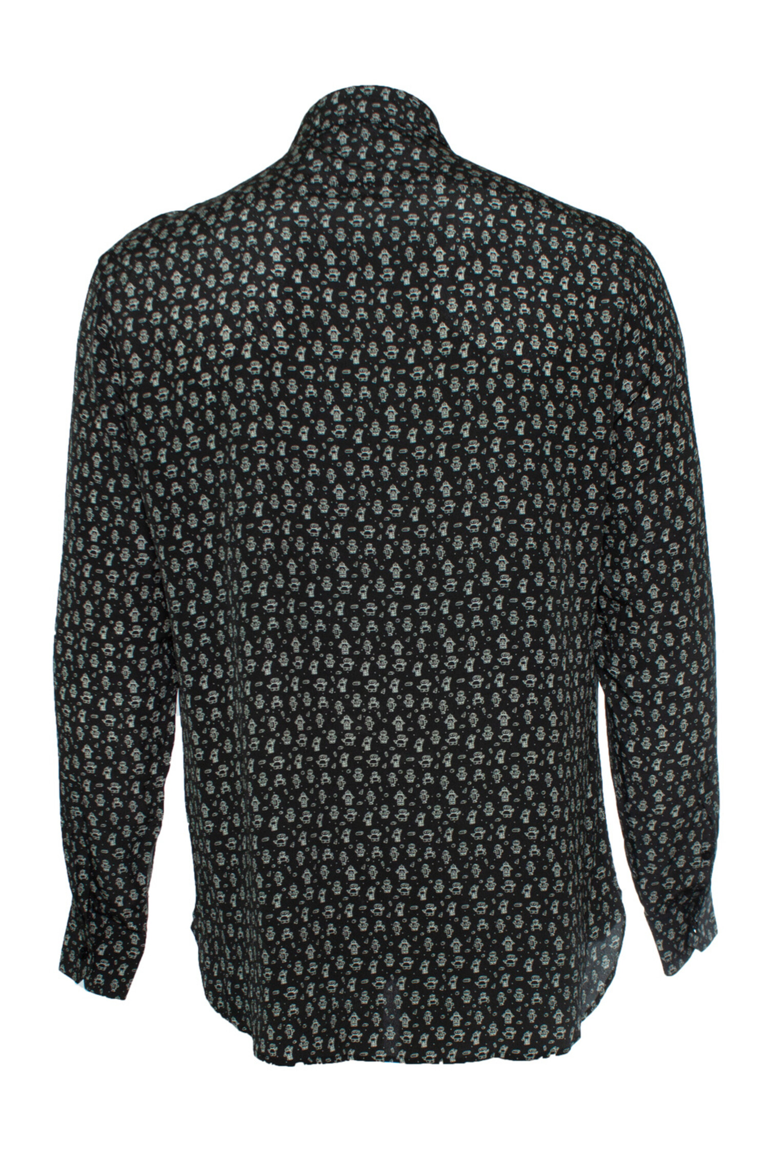 シャツ Saint Laurent Printed Silk Shirt SAINT LAURENT Silk Mens Shirt Tiger Pattern & Metallic Dot