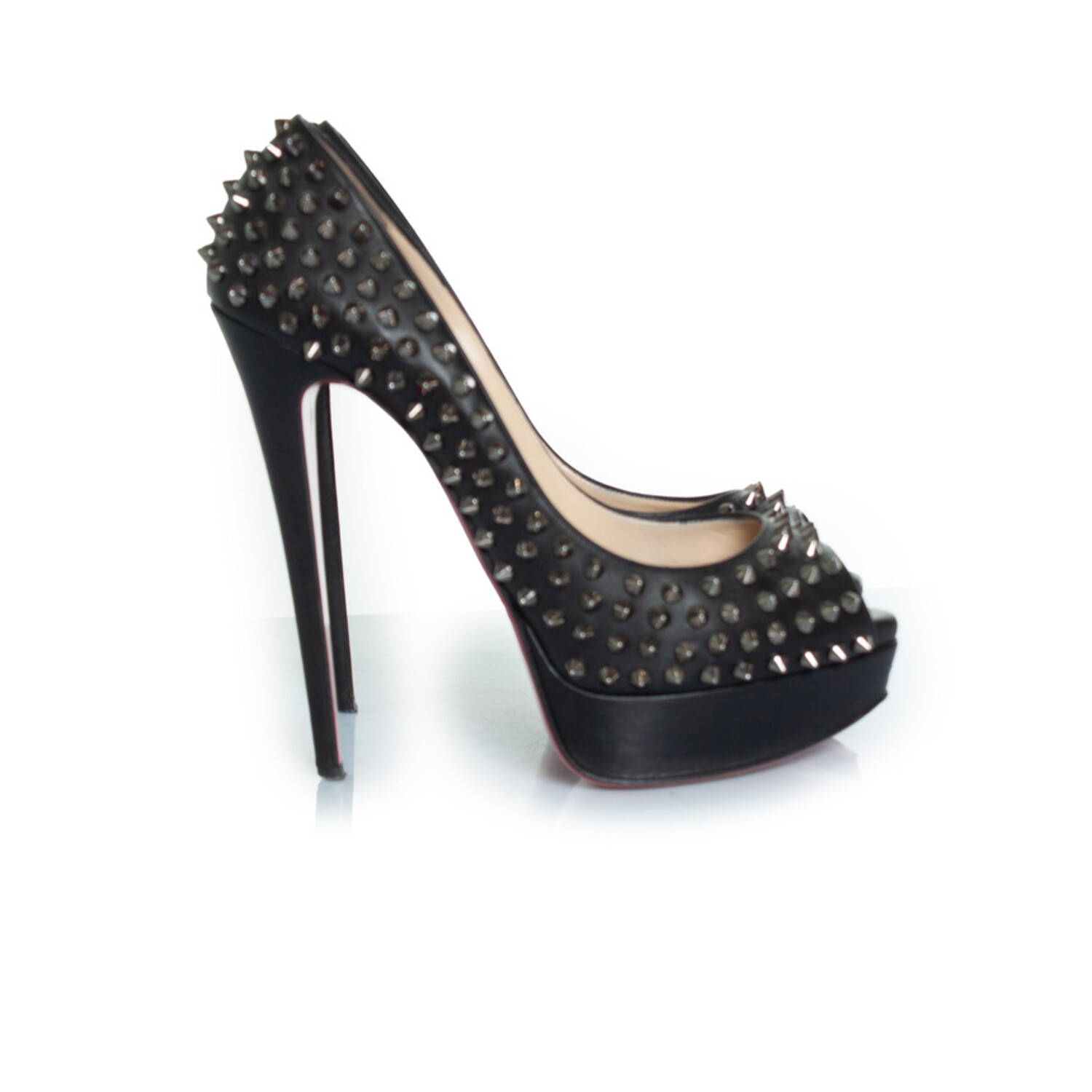 Christian Louboutin, black lady spike peep toe pump - Unique
