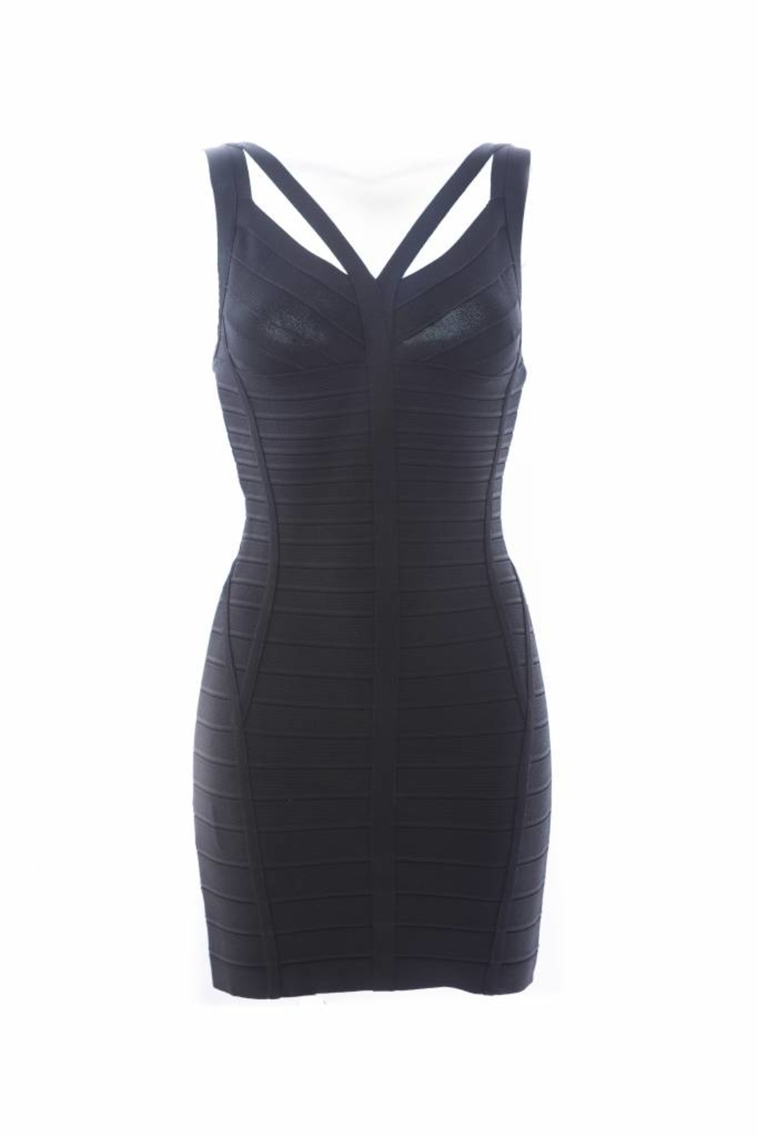 Herve Leger Karima Signature V-neck black bandage dress size S small