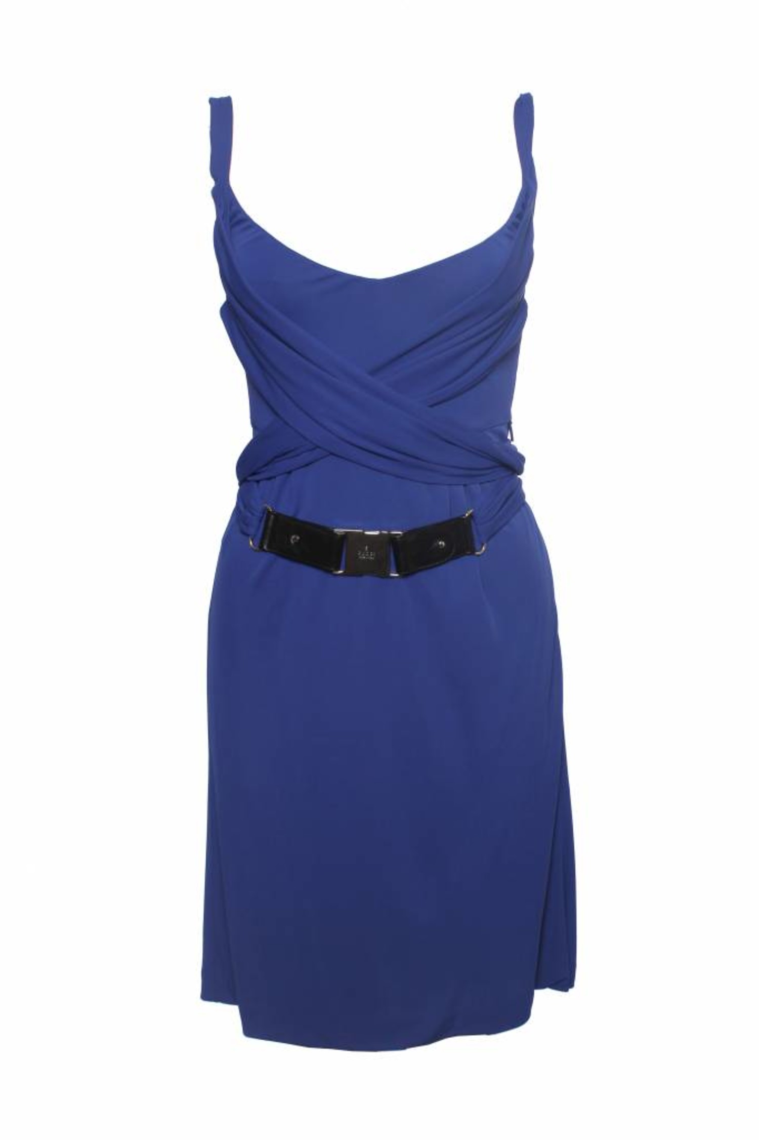 Gucci, dark blue dress with wrapbelt. - Unique Designer Pieces Gucci, dark blue dress with wrapbelt. - Unique Designer Pieces