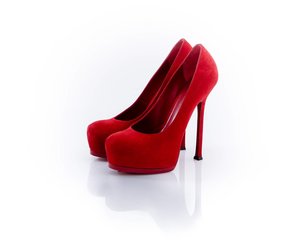 Yves Saint Laurent red Tribtoo platform pumps. Unique Designer Pieces
