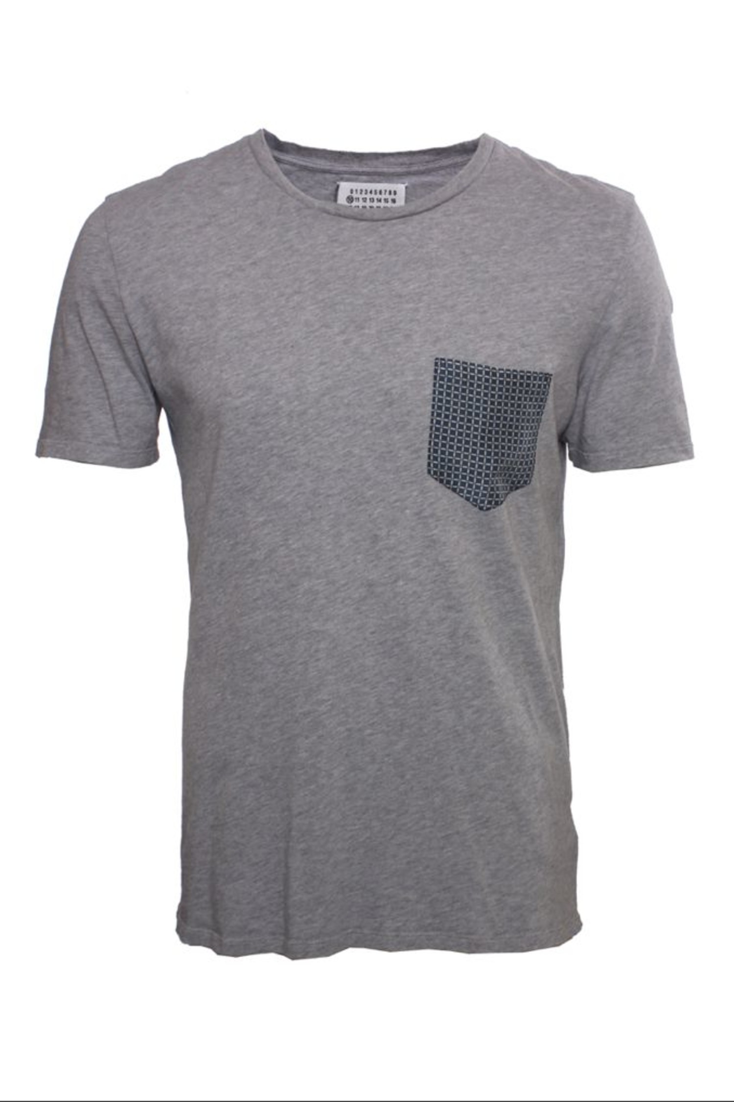 Martin Margiela, light grey T-shirt with checked pocket. - Unique