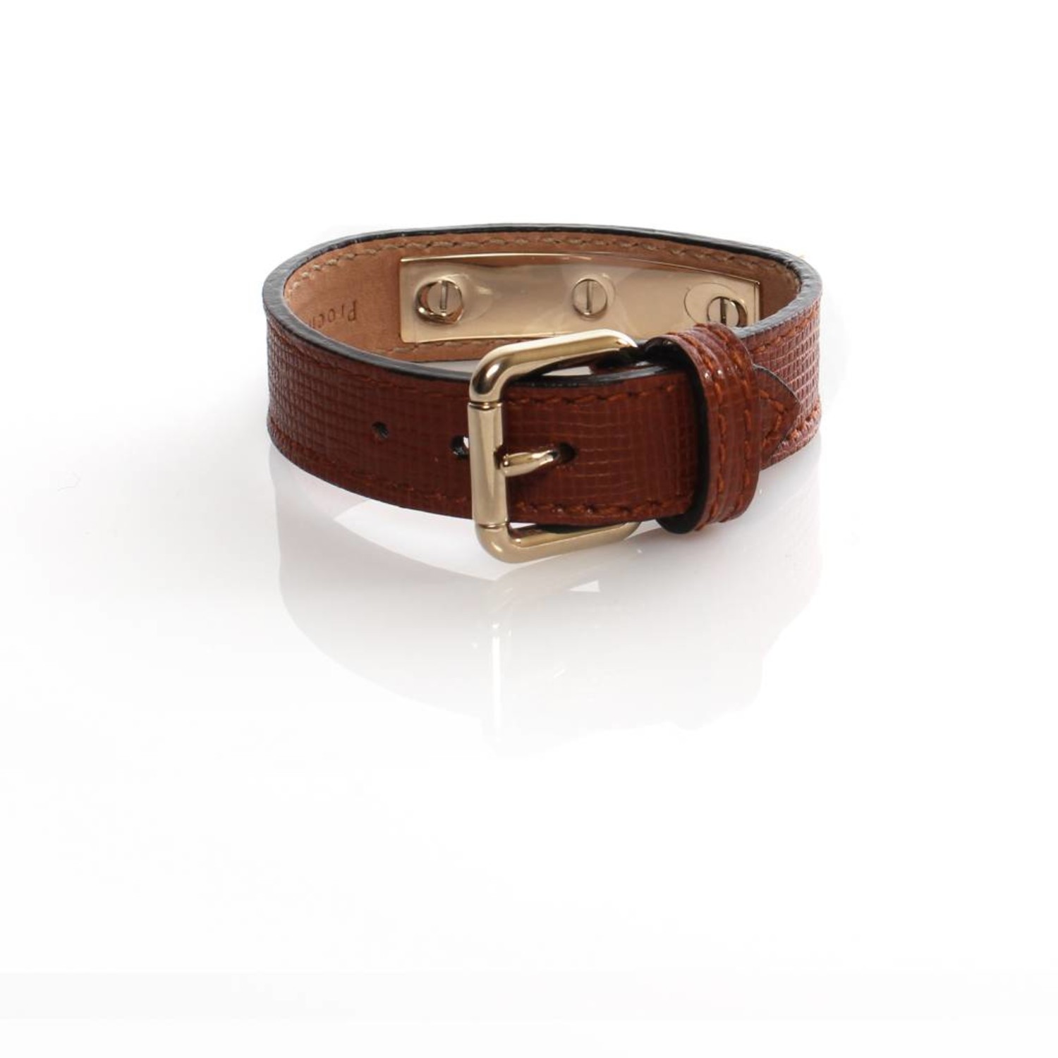 Proenza Schouler, brown leather bracelet with golden hardware 