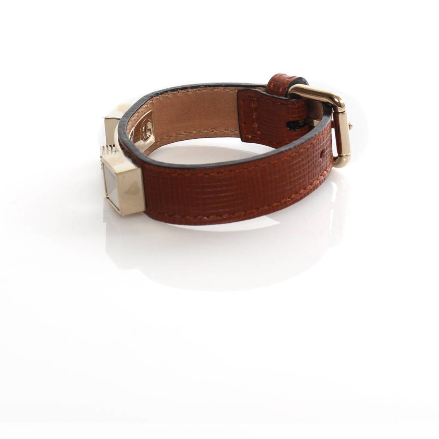Proenza Schouler, brown leather bracelet with golden hardware 