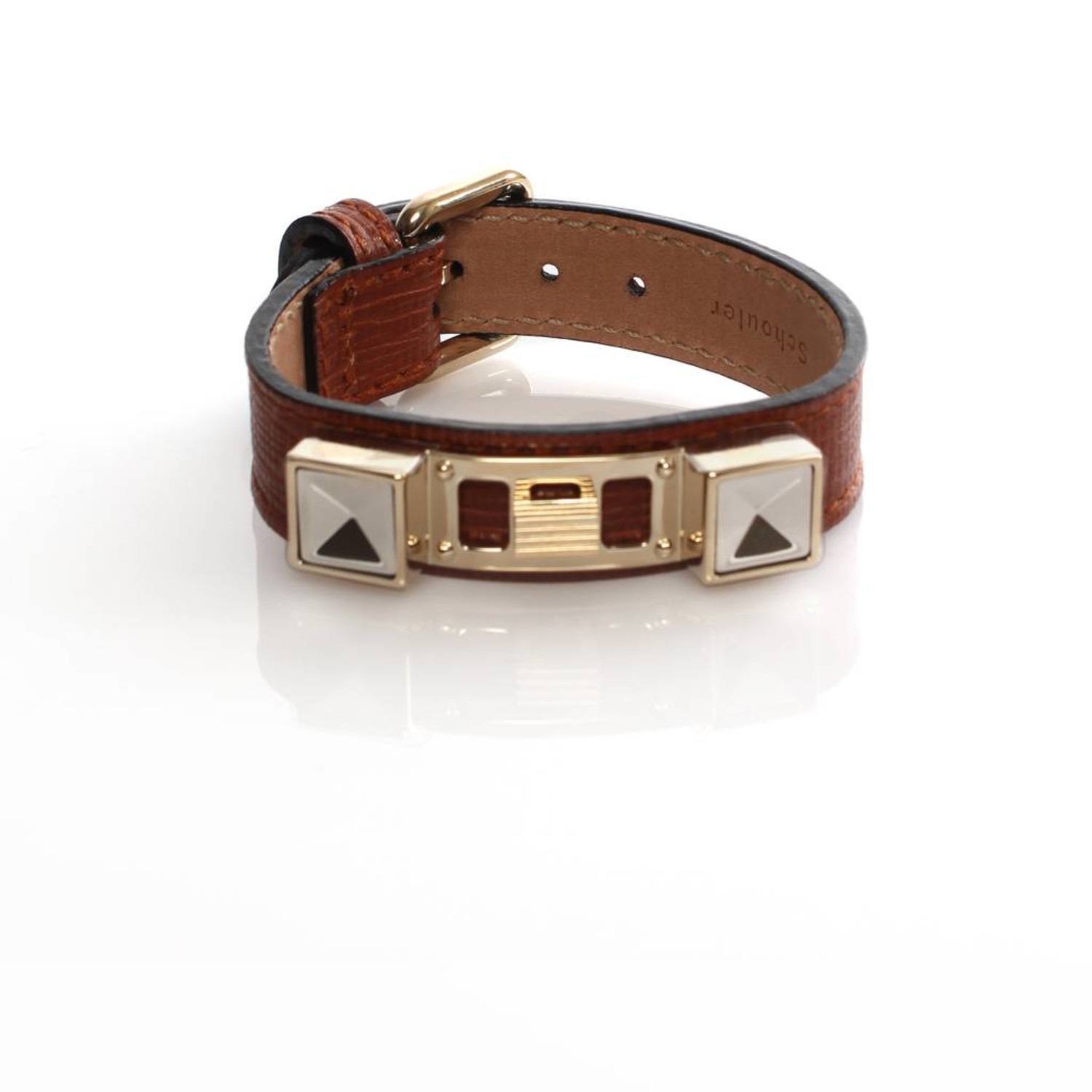 Proenza Schouler, brown leather bracelet with golden hardware 