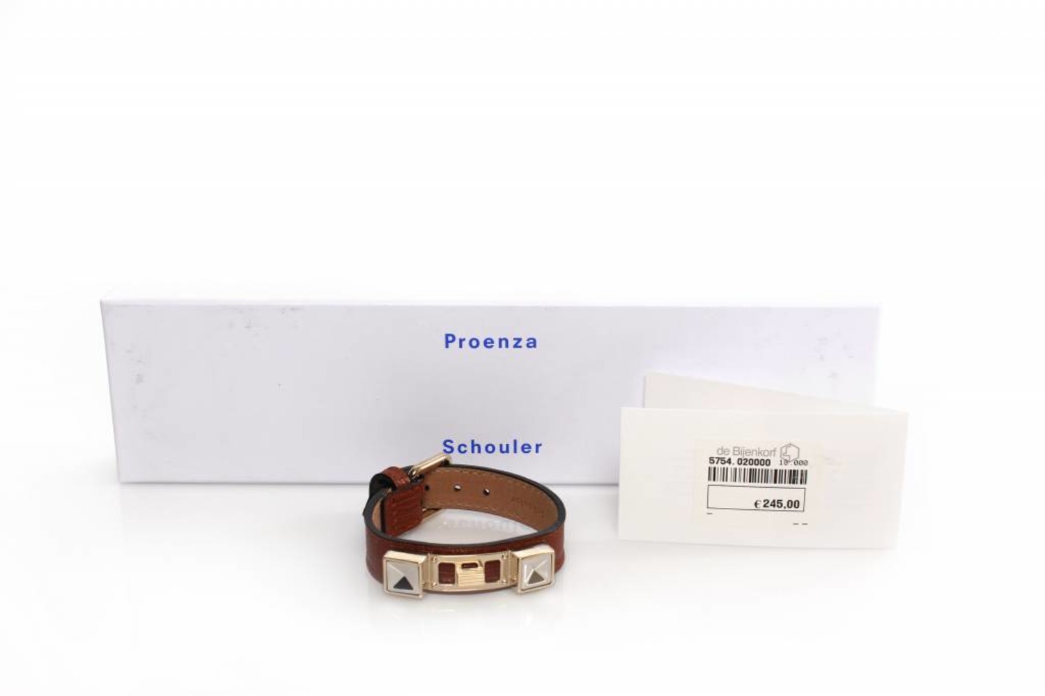 Proenza Schouler, brown leather bracelet with golden hardware 