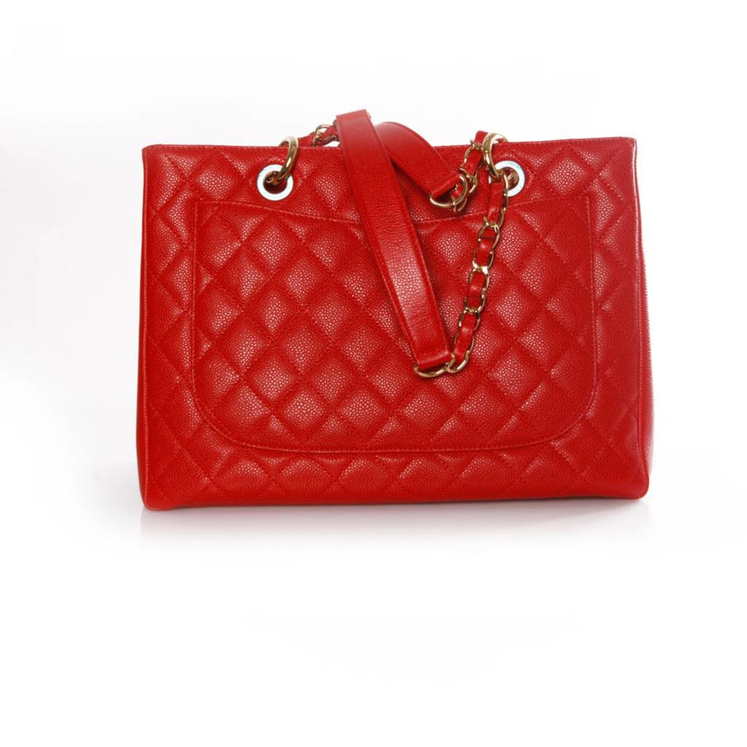 Chanel, Classic Shopper shoulder bag GST in red quilted caviar leather. -  Unique Designer Pieces