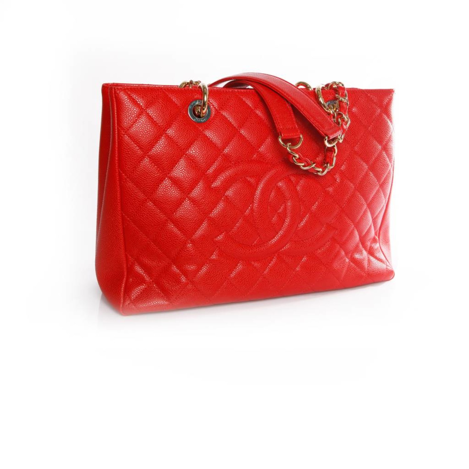 Chanel, Classic Shopper shoulder bag GST in red quilted caviar leather. -  Unique Designer Pieces