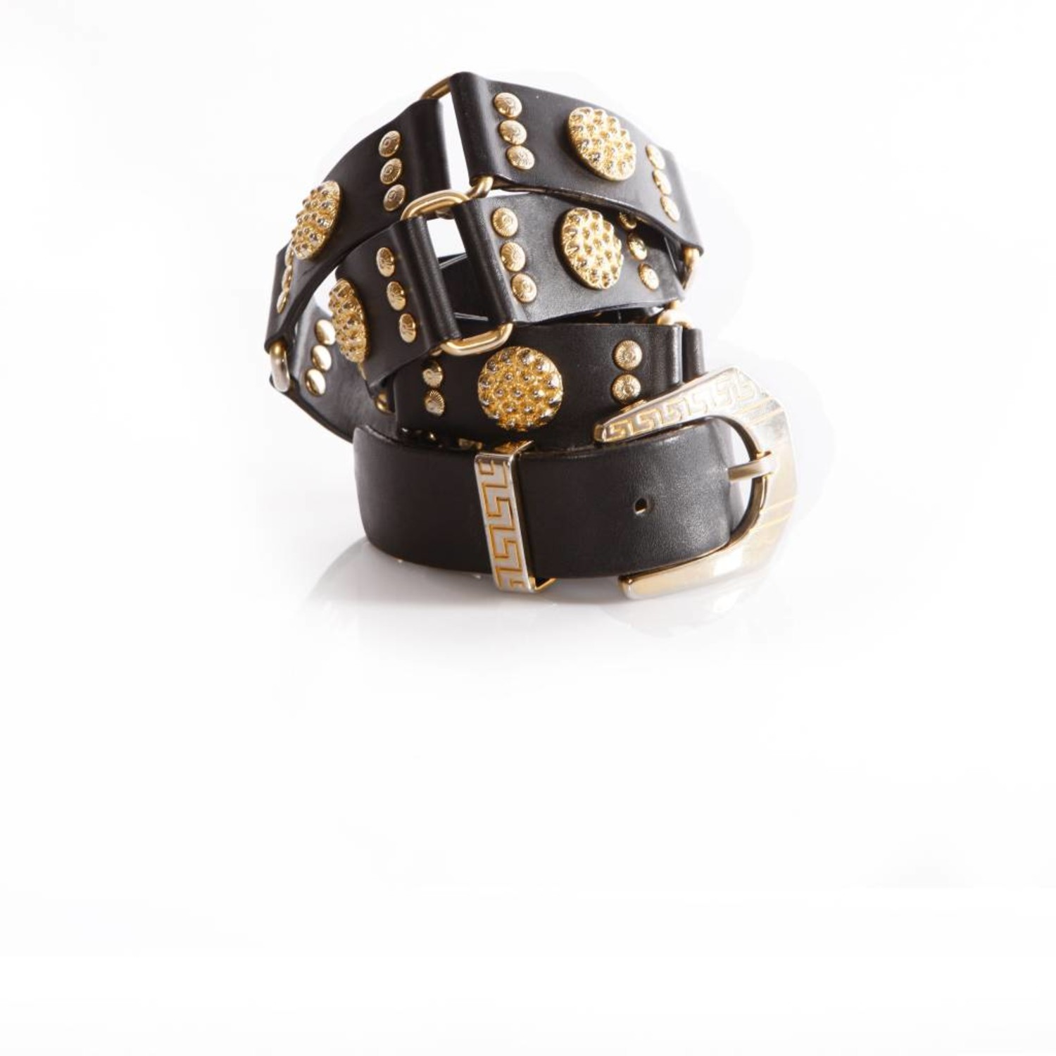 Instante Instante, (Gianni Versace) black belt with golden details