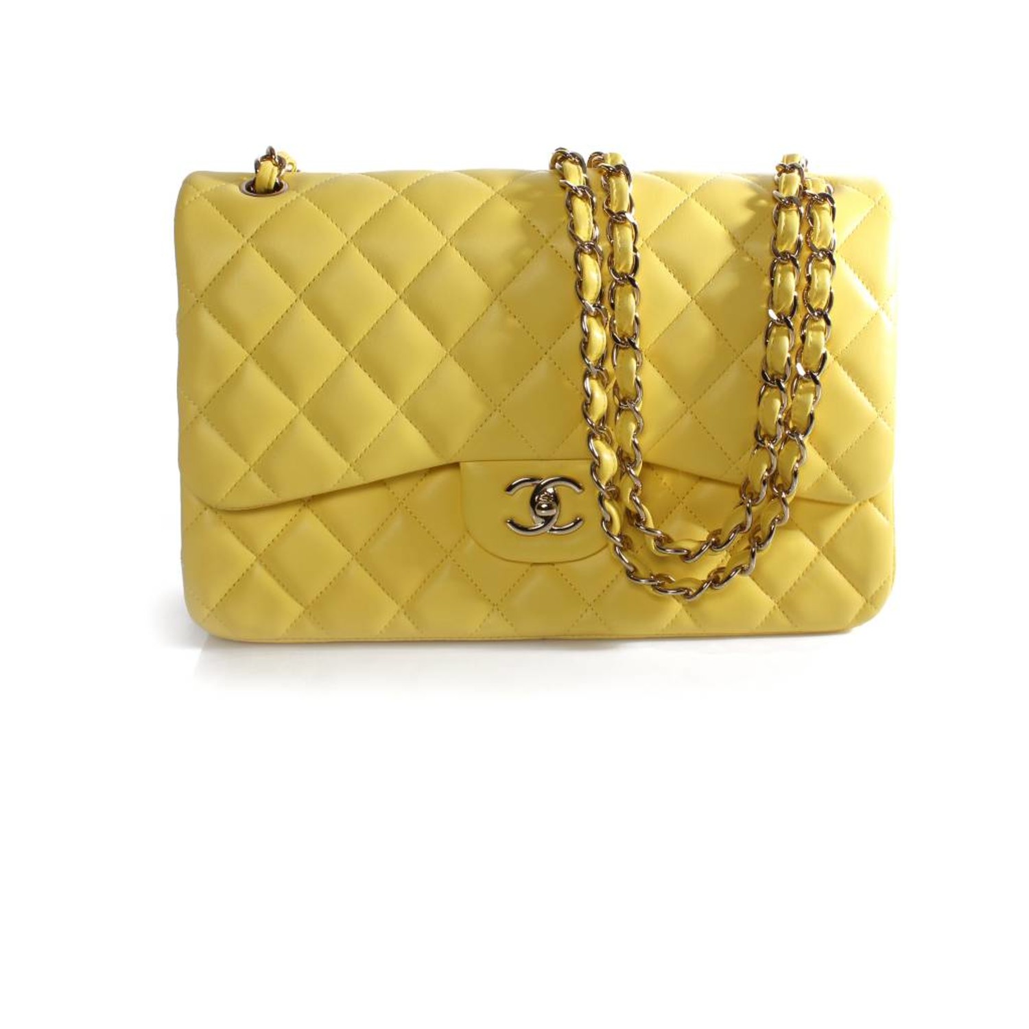Chanel, Jumbo Classic 2.55 double flap bag in bright yellow