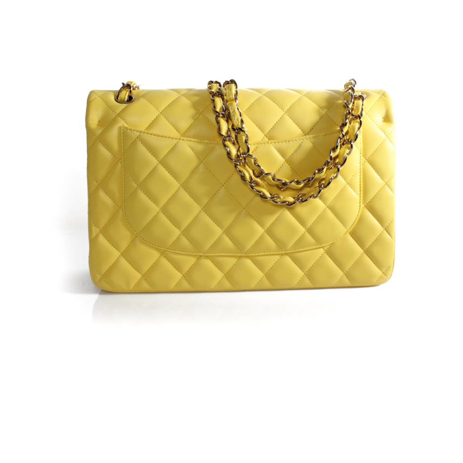 Chanel, Jumbo Classic 2.55 double flap bag in bright yellow - Unique  Designer Pieces