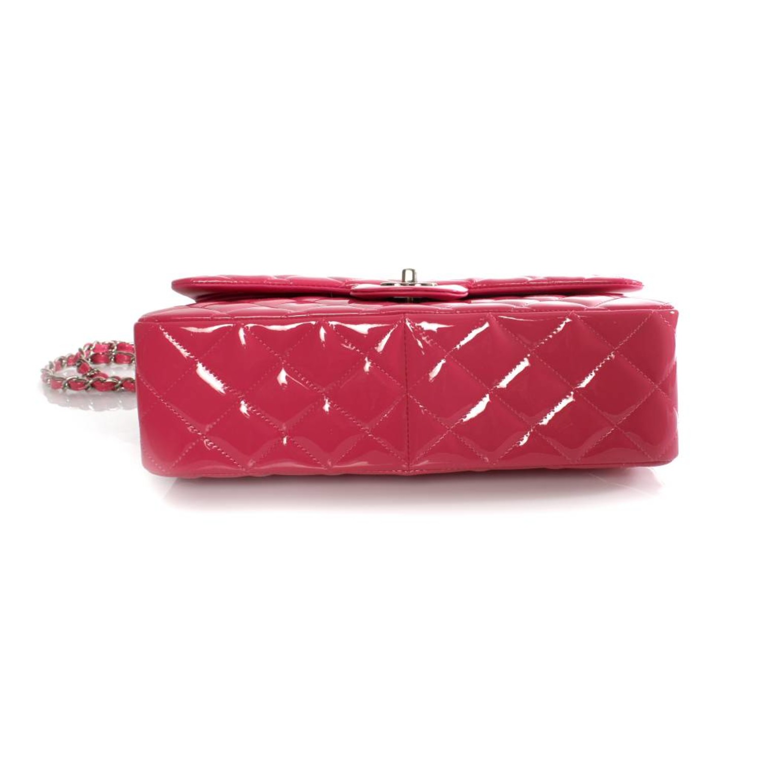 Chanel, Jumbo Classic double flap bag in fuchsia pink quilted patent  leather - Unique Designer Pieces