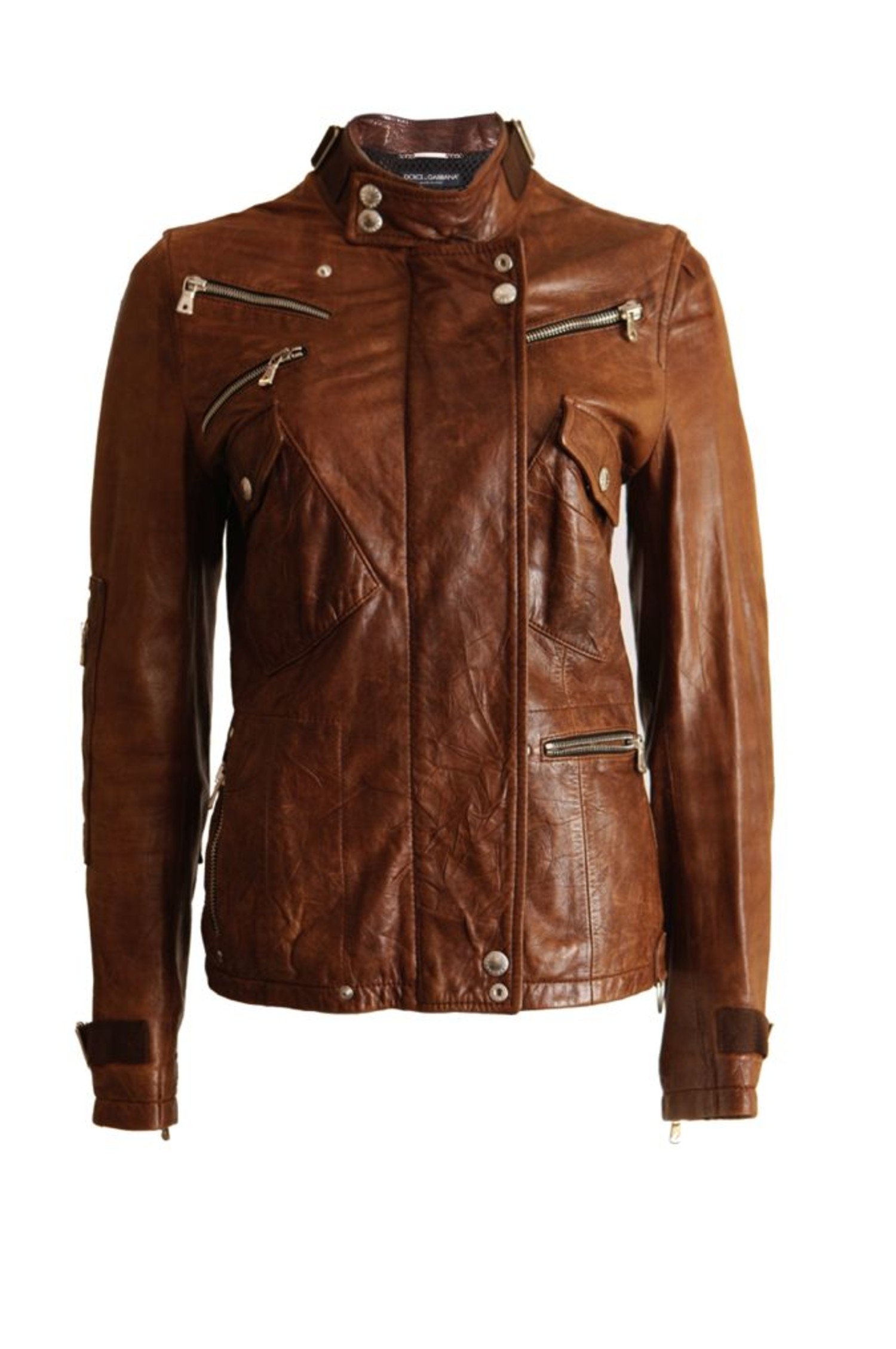 Dolce & Gabbana, brown leather bickerjacket. - Unique Designer Pieces