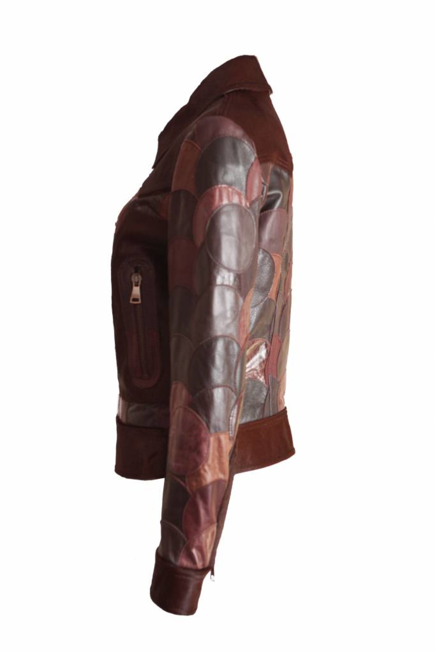 Dolce & Gabbana, leather brown patchwork jacket. - Unique Designer