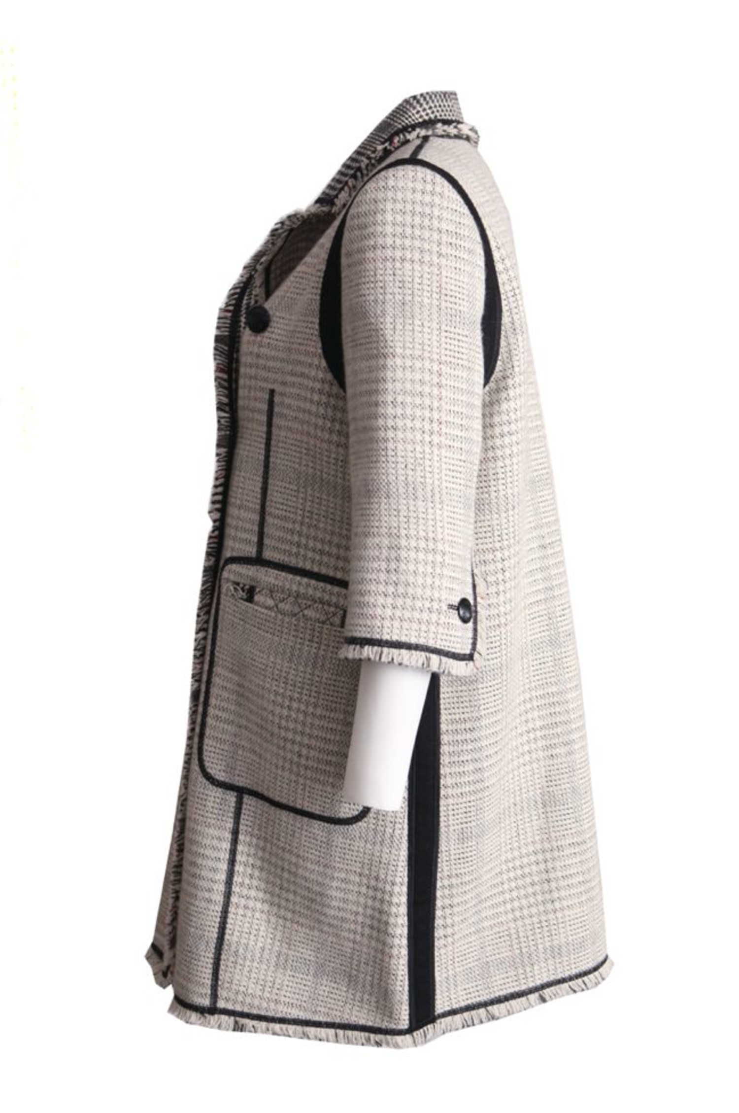 Louis Vuitton, black/white tweed coat with ¾ sleeves in size FR40/S. -  Unique Designer Pieces
