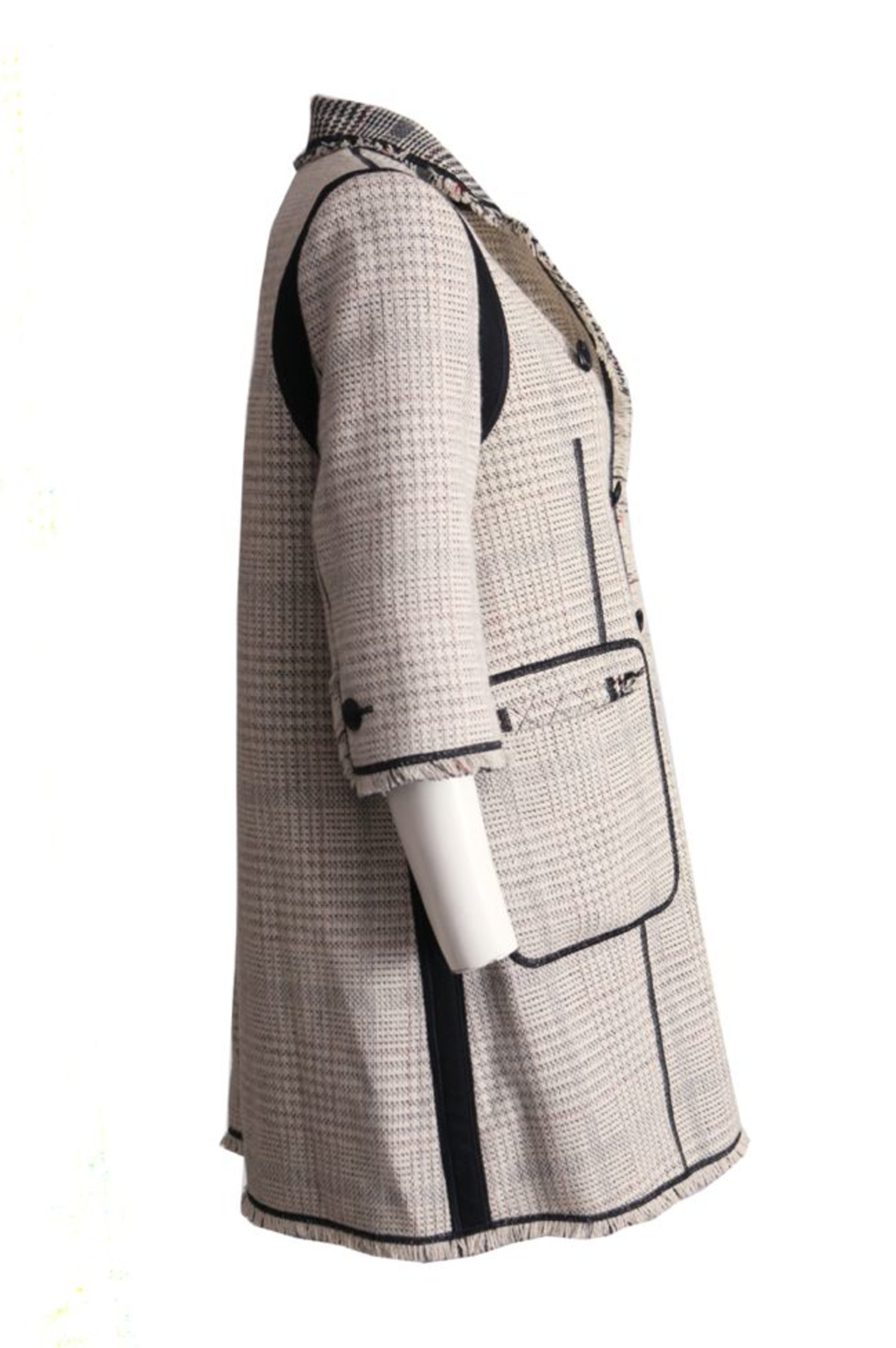 Louis Vuitton, black/white tweed coat with ¾ sleeves in size FR40