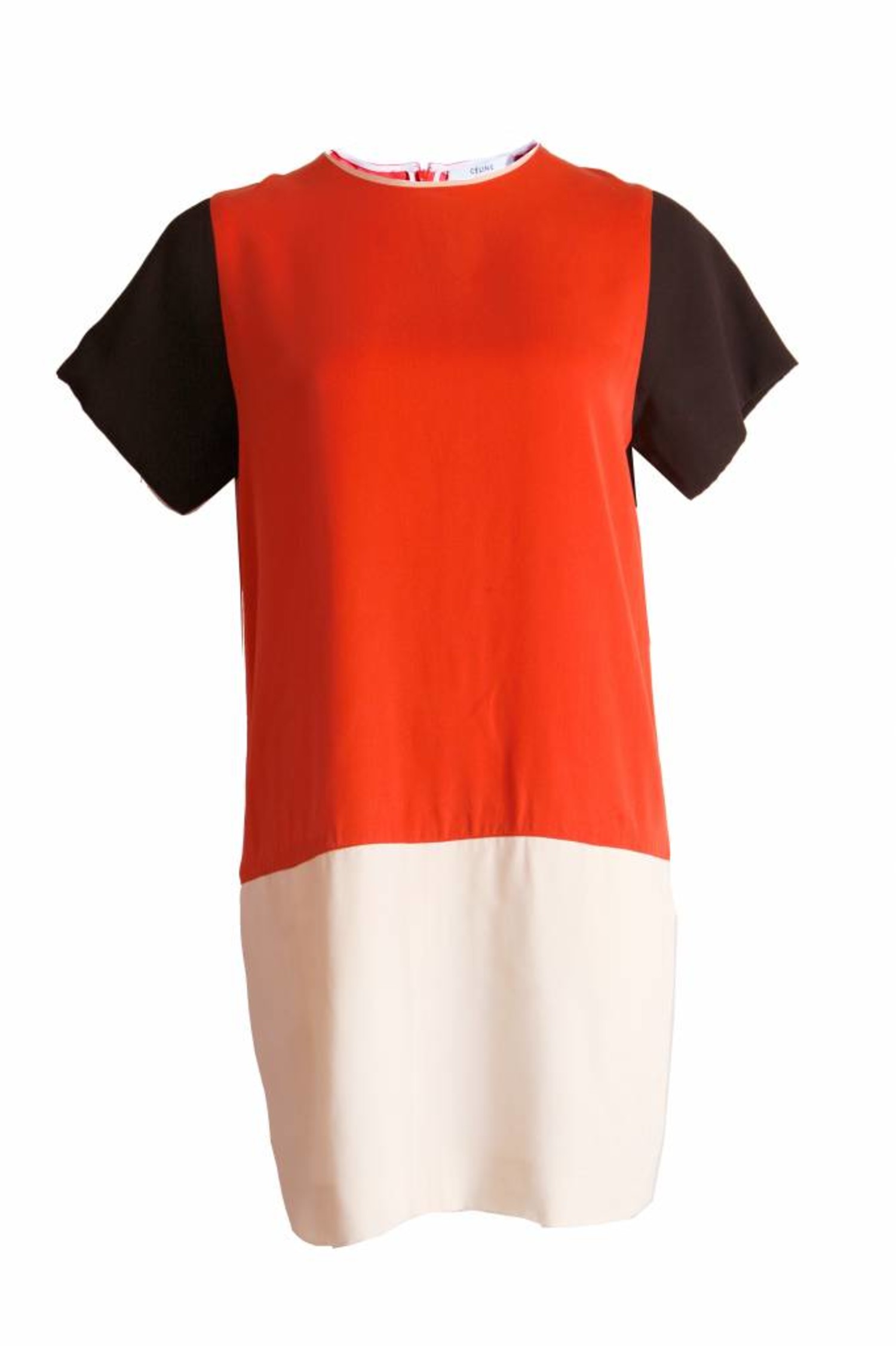 Celine Celine, silk dress in orange/black/white in size S. - Unique ...
