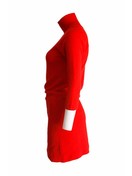 Louis Vuitton authentic red cashmere belted knit dress with gloves.