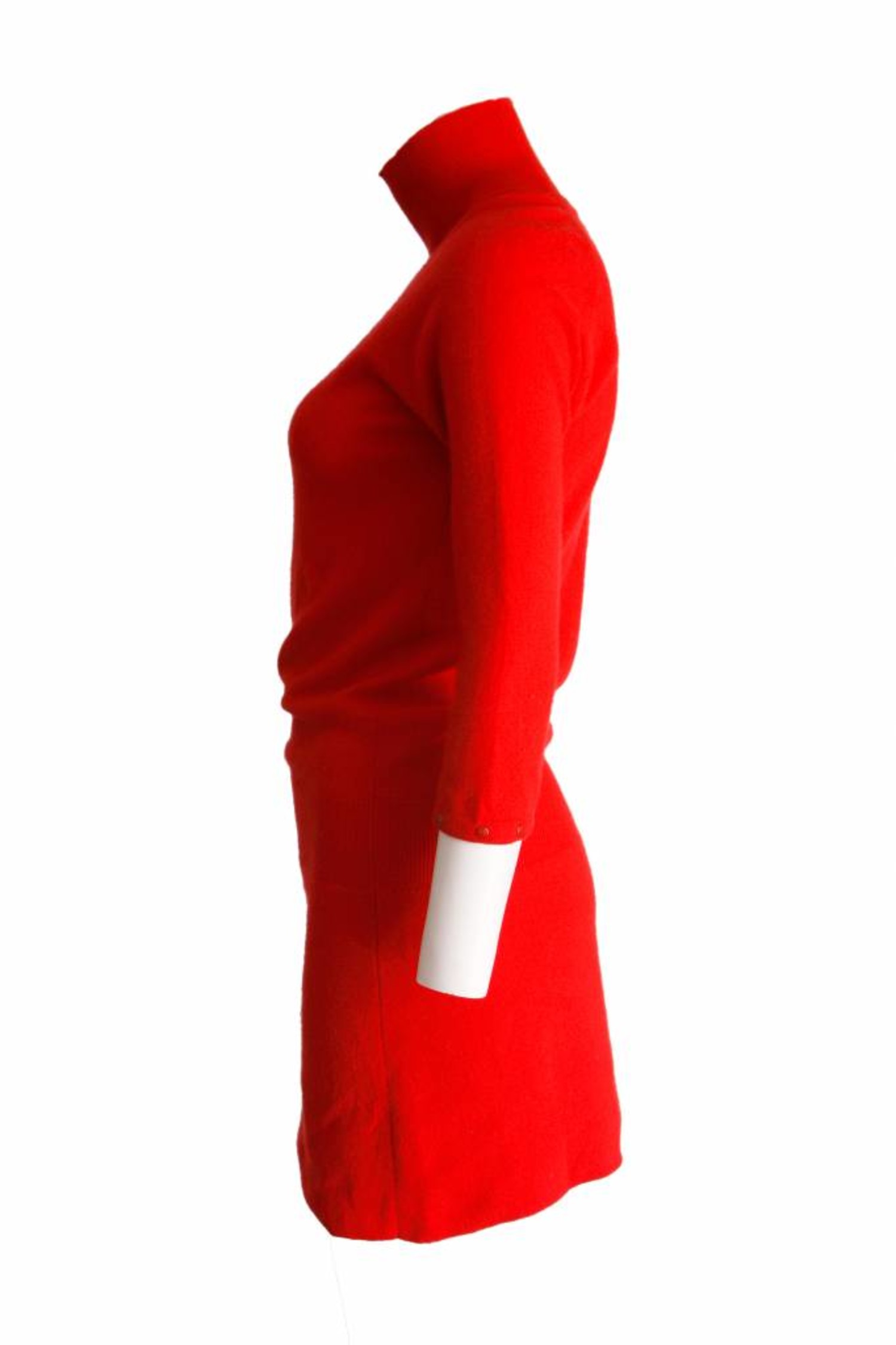 Louis Vuitton Louis Vuitton, red woolen/cashmere dress with turtle neck and  ¾ sleeves in size M. - Unique Designer Pieces