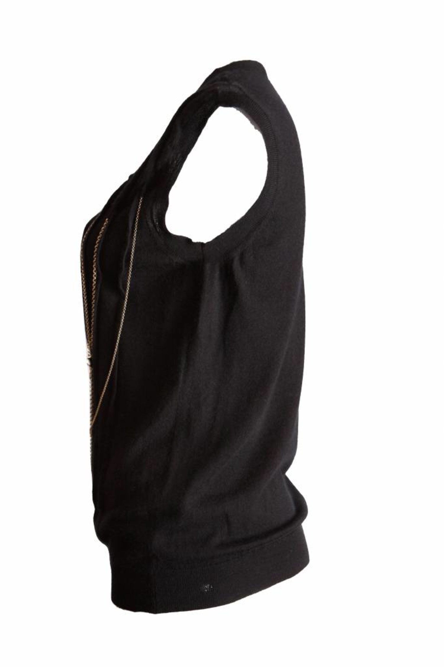 Louis Vuitton, black cashmere tanktop with golden chains in size L. -  Unique Designer Pieces