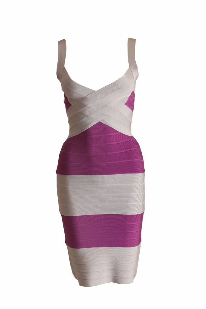 Herve Leger Herve Leger grey purple bodycon dress in size S. Unique Designer Pieces