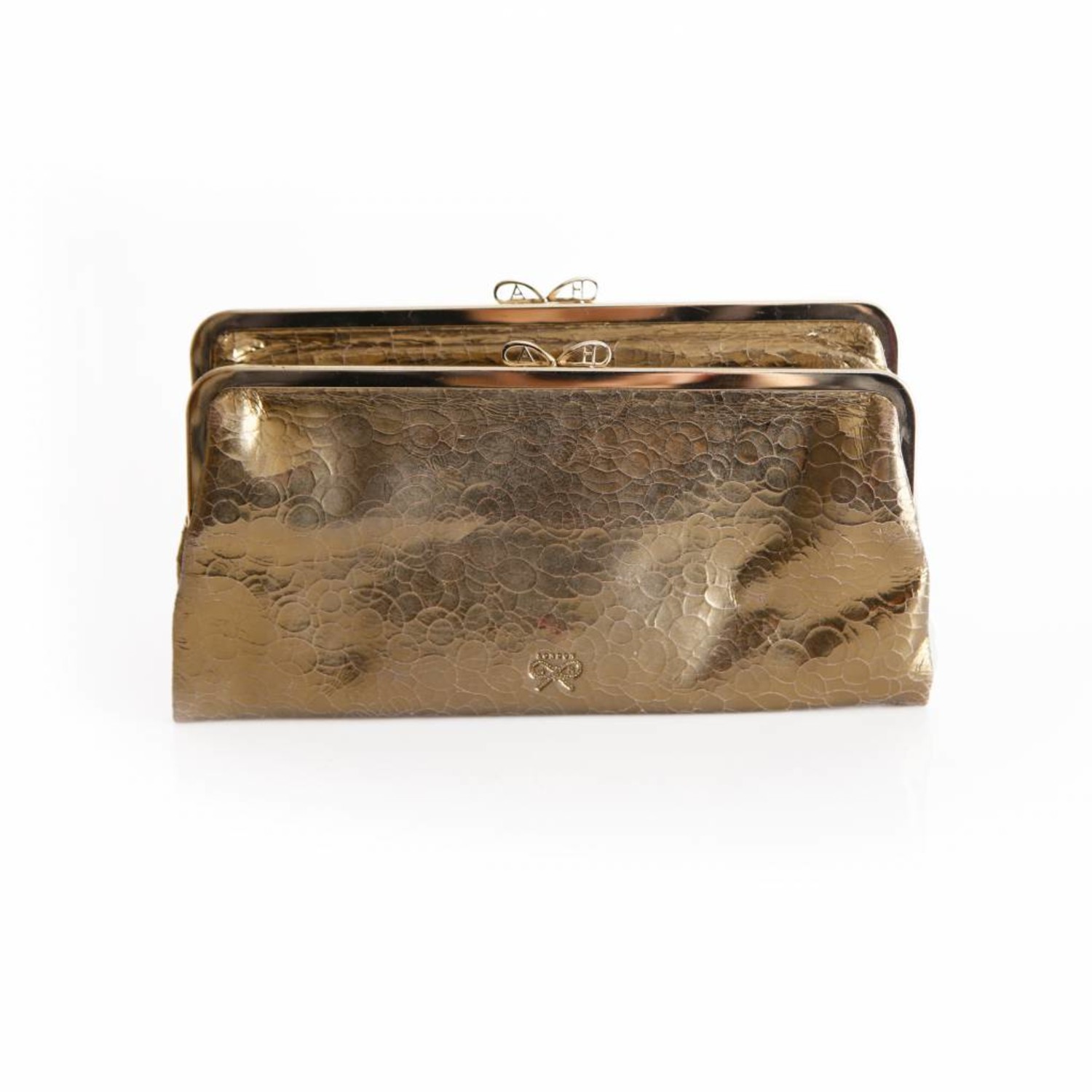 Anya Hindmarch, gold fold-out wallet clutch. - Unique Designer Pieces