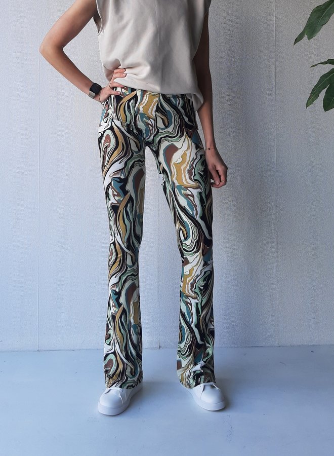 oil paint print flared leggings