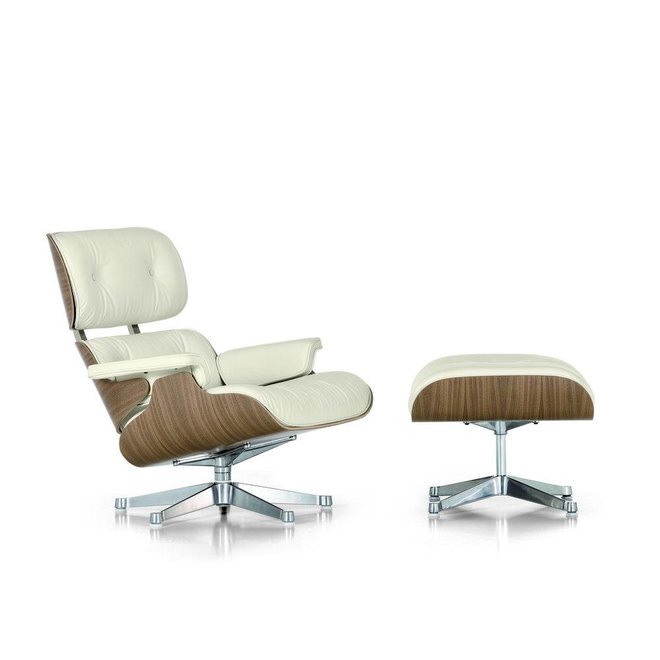 Eames Lounge Chair & Ottoman - notenhout - sneeuwwit