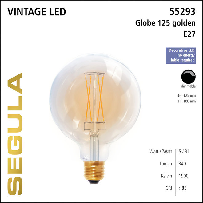 vintage LED Globe Ø 12,5 cm. Gold E27 - 5W