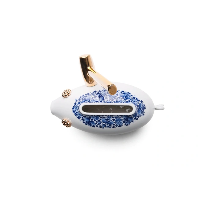 Moooi x Royal Delft - vaas 'The Killing of the Piggy Bank' Delft Blue -  design van teun