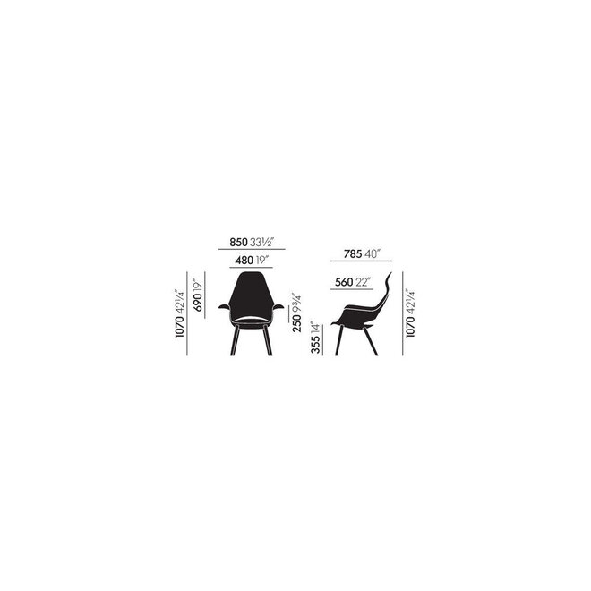 fauteuil Organic Highback - onderstel essen zwart